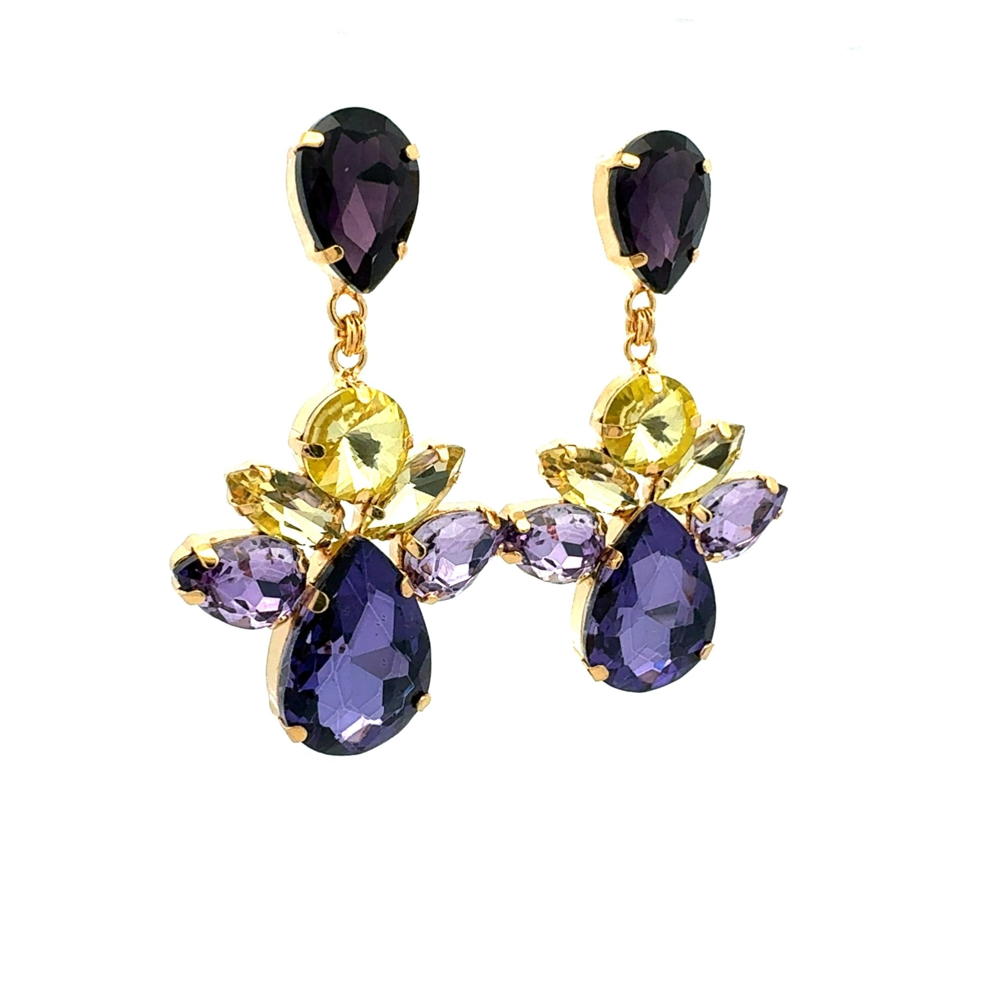 Pendientes Largos Flor Tanzanita y Jonquil - Piedra de Toque