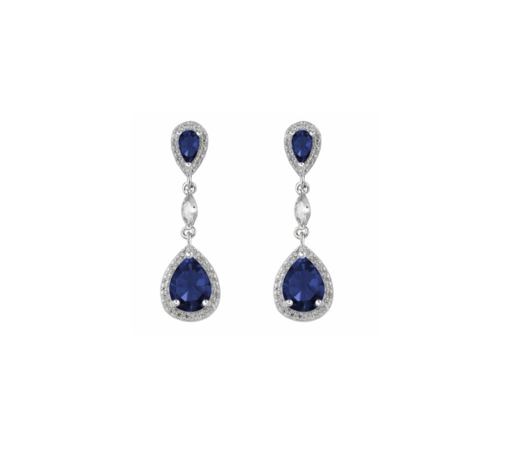 Pendientes Largos Gotas Azul Plata - Piedra de Toque