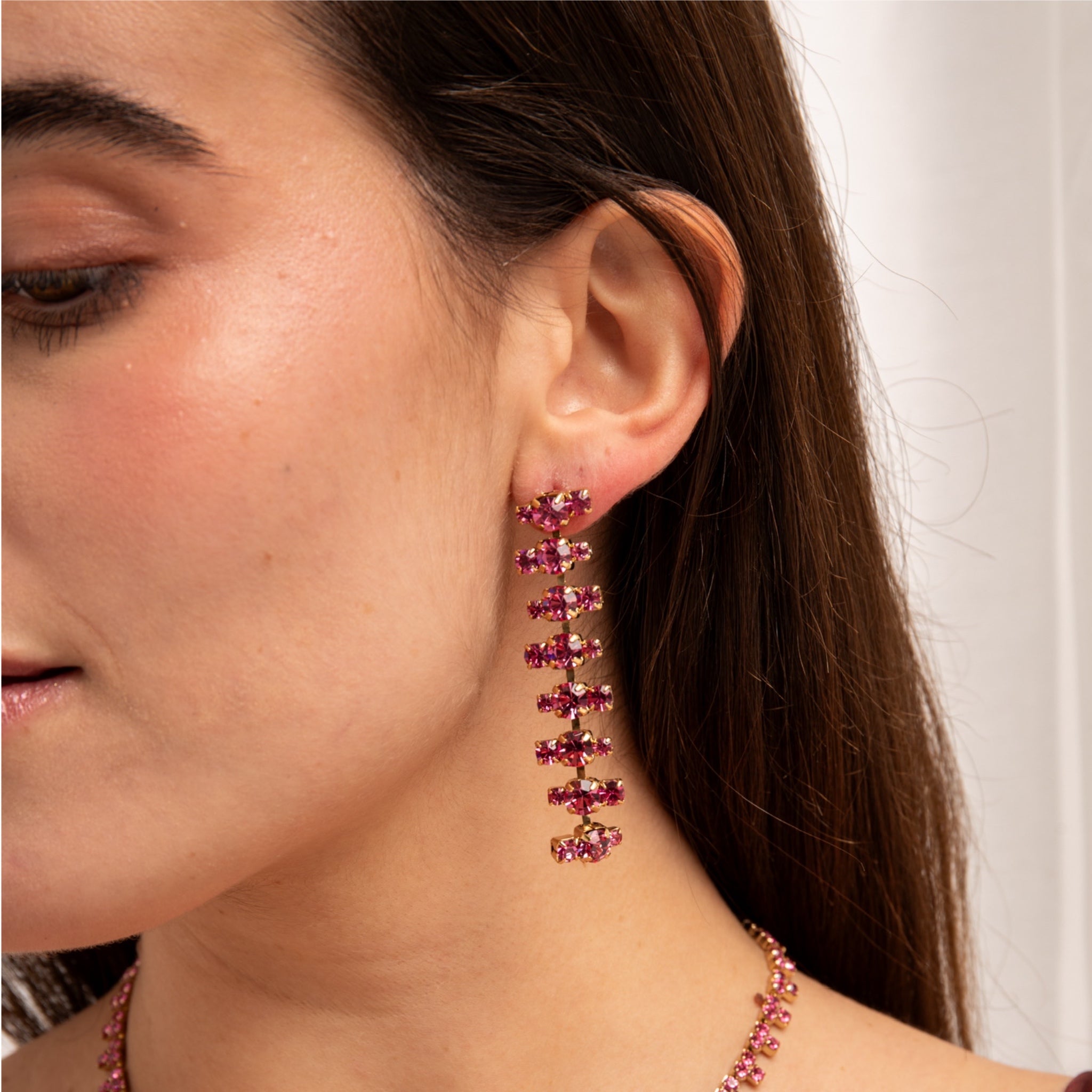 Pendientes Largos Rosa - Piedra de Toque