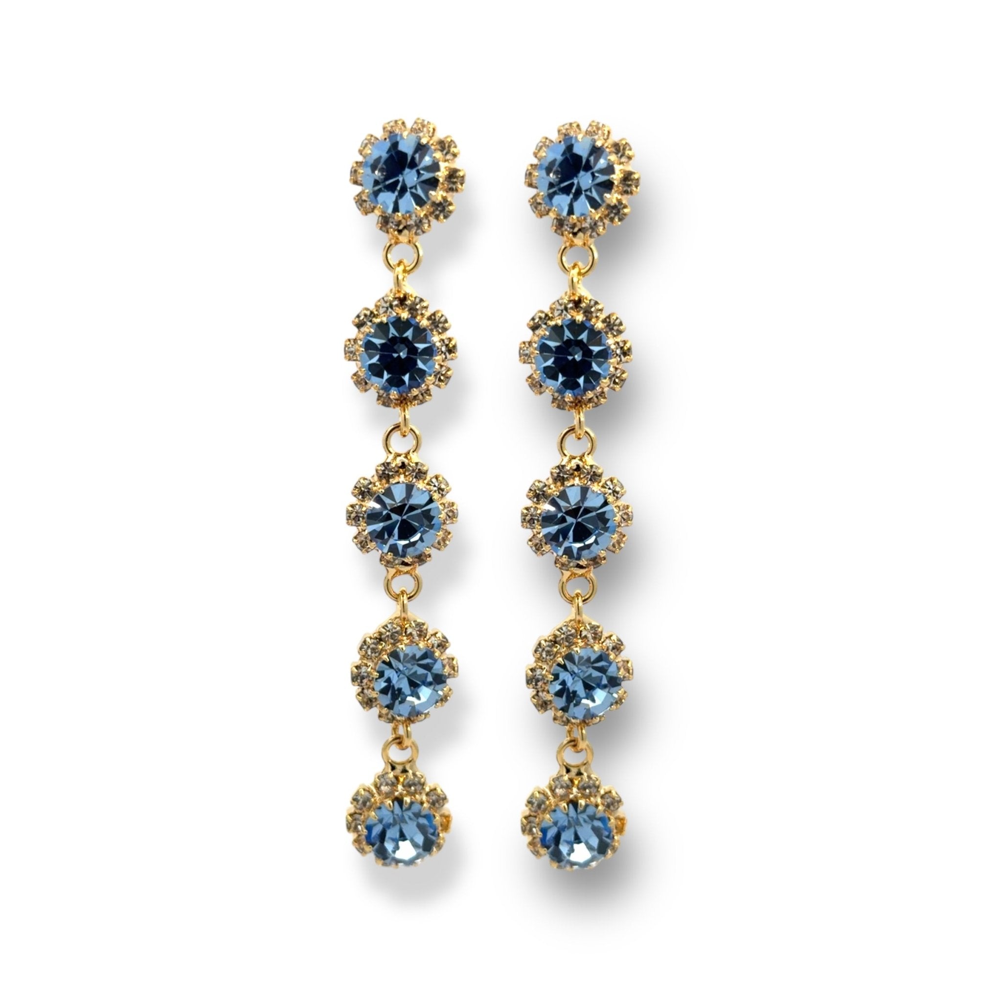 Pendientes Largos Roseta Zafiro Azul - Piedra de Toque