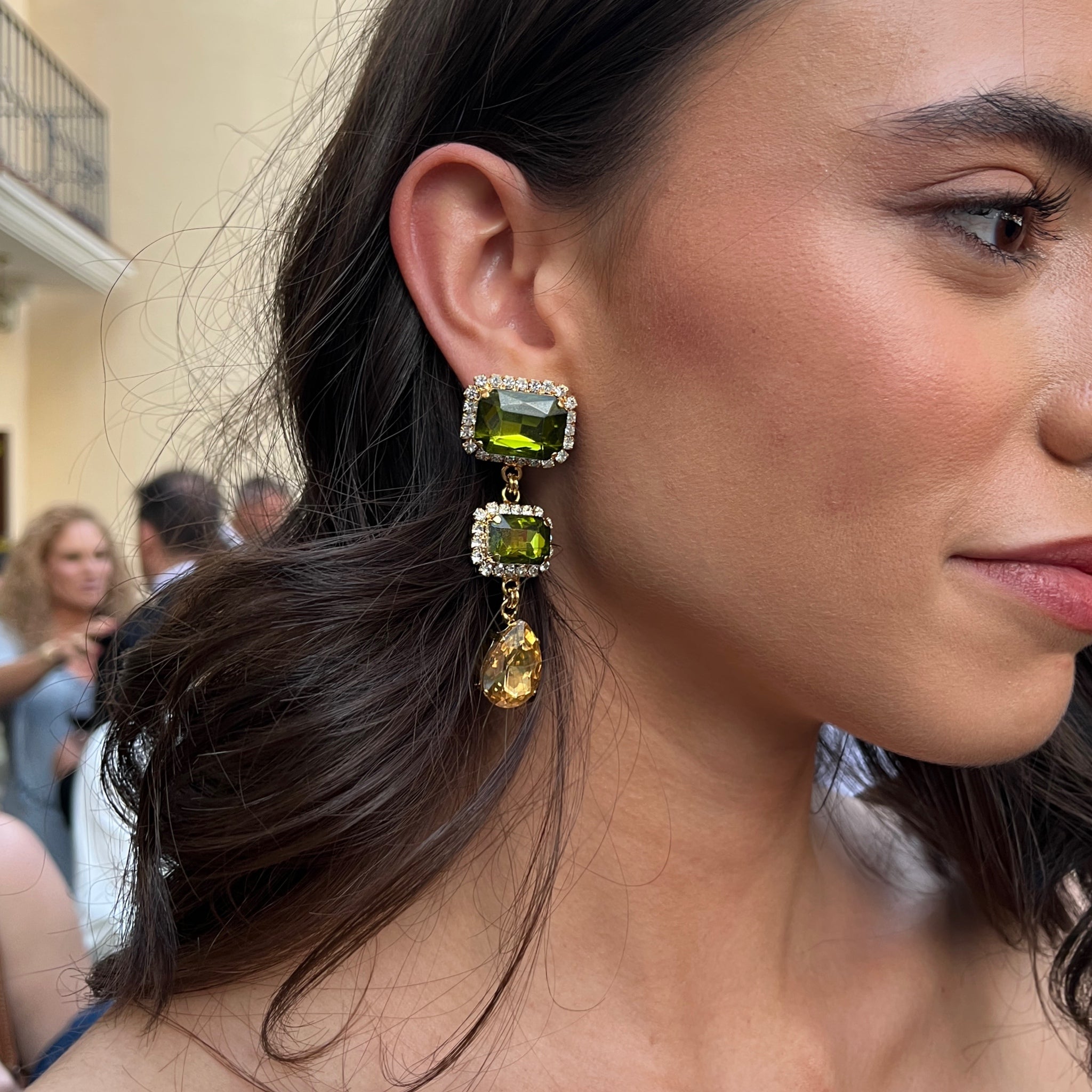 Pendientes Largos Verde Olivo - Piedra de Toque