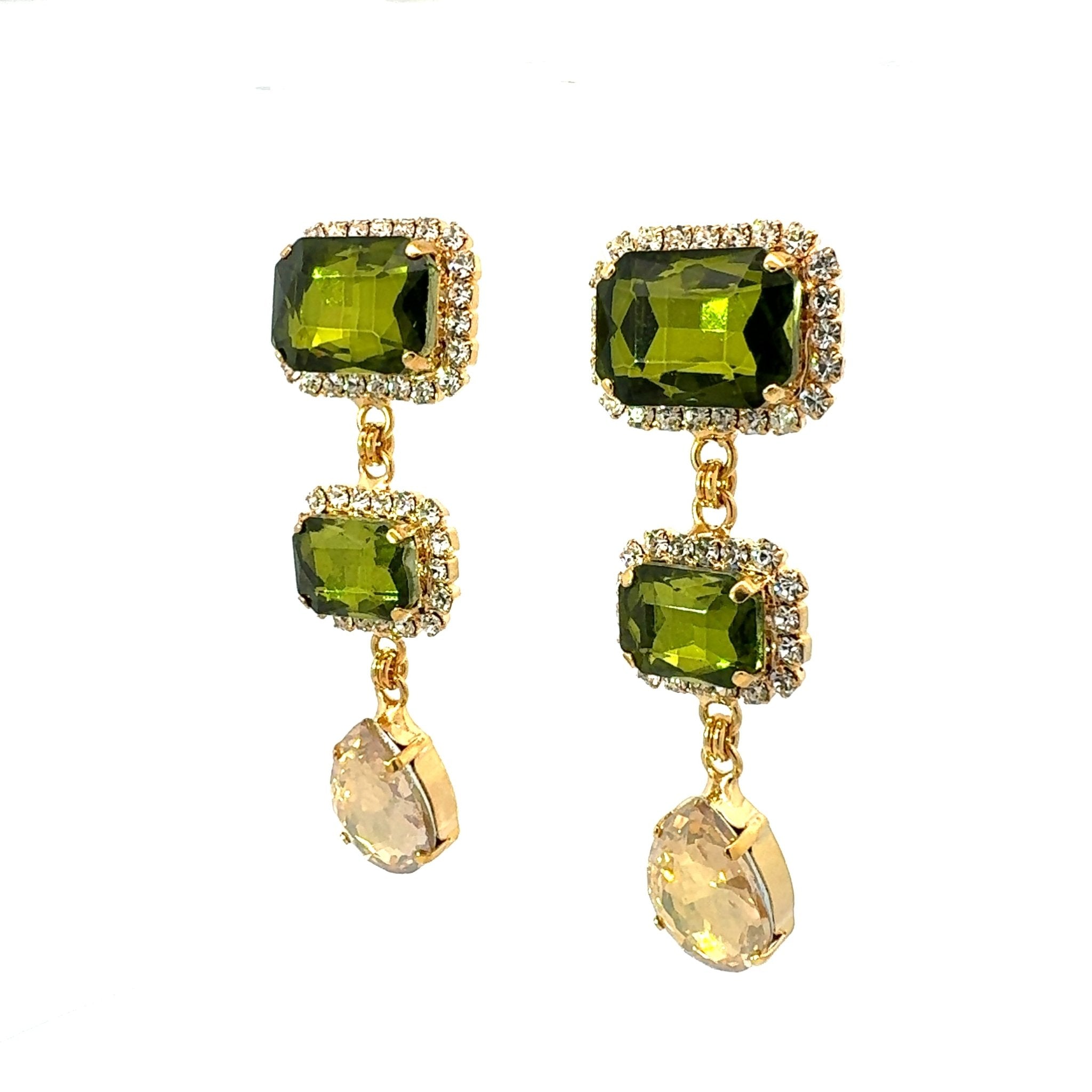 Pendientes Largos Verde Olivo - Piedra de Toque