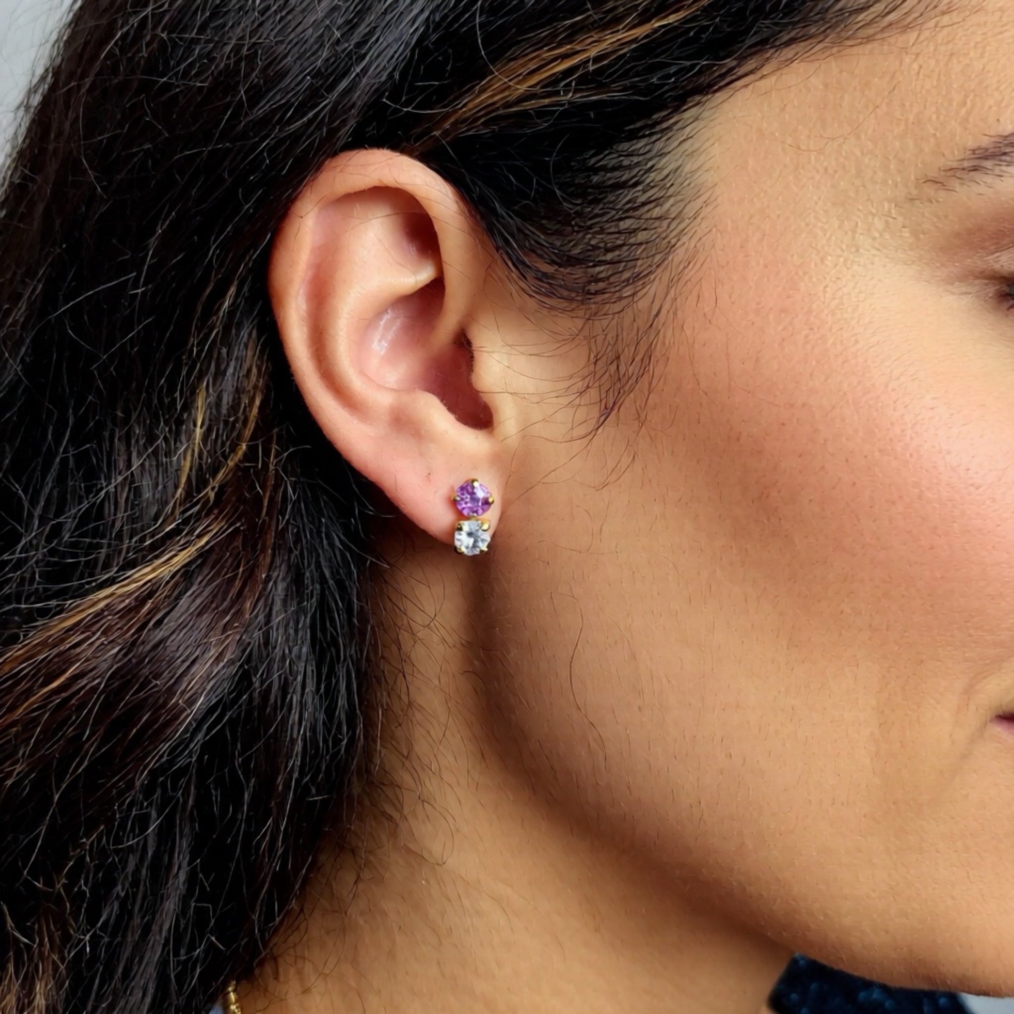 Pendientes Lavanda y Blanco - Piedra de Toque