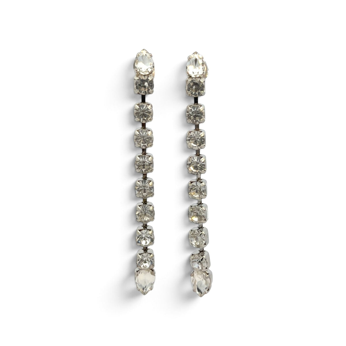 Pendientes Plateados Largos de Cristal - Piedra de Toque