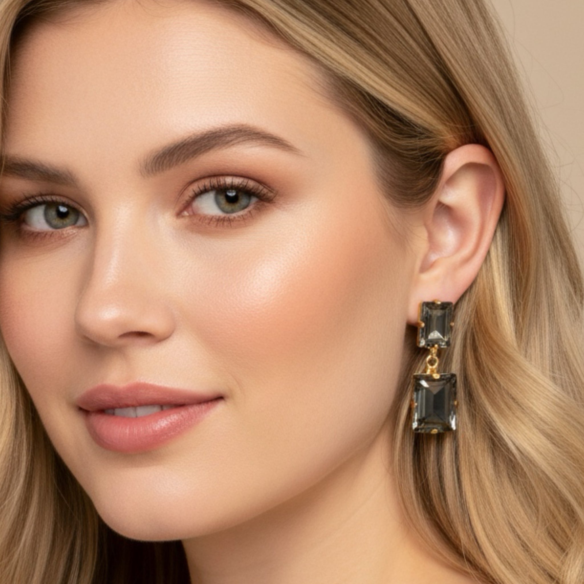 Pendientes Rectángulos Diamante Negro - Piedra de Toque