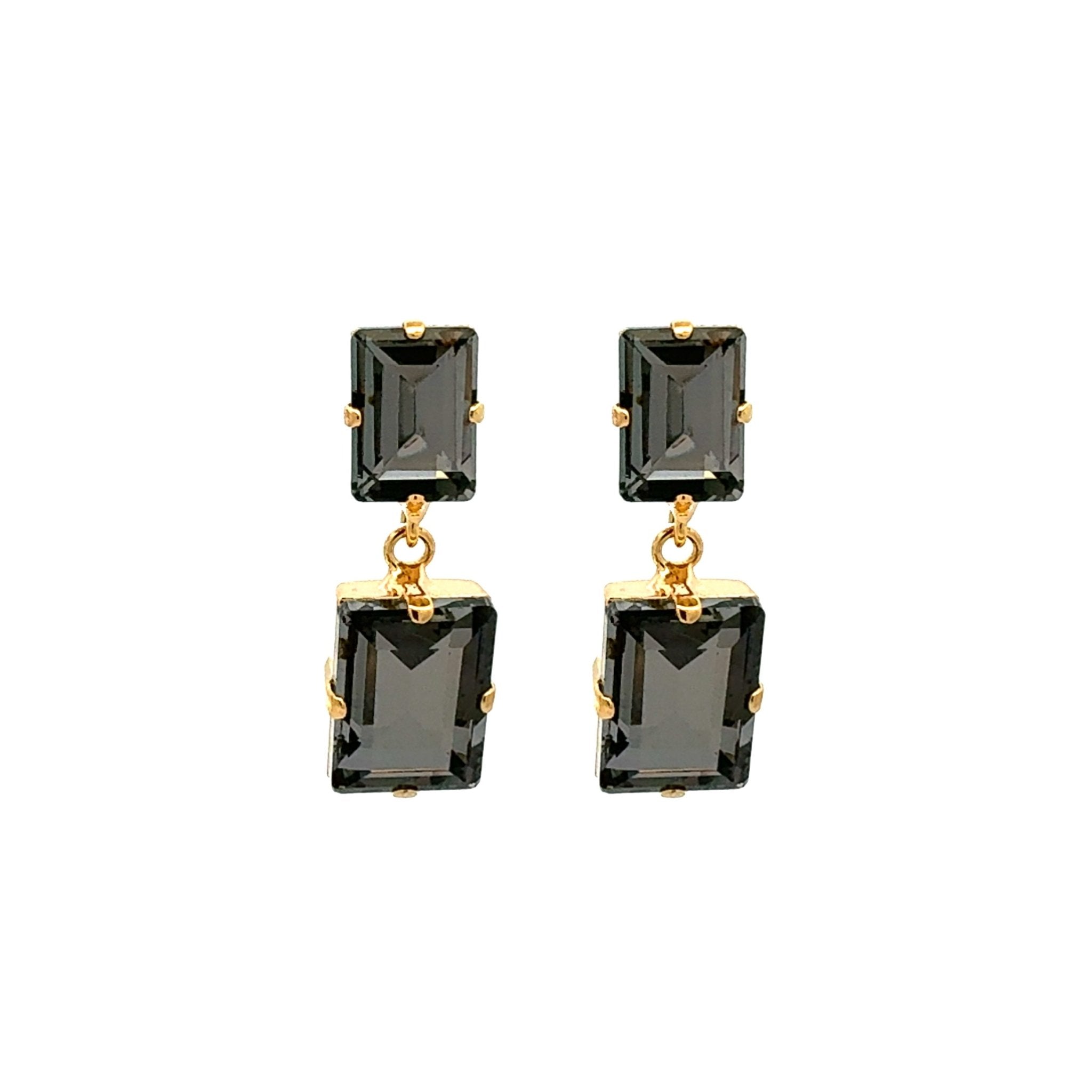 Pendientes Rectángulos Diamante Negro - Piedra de Toque