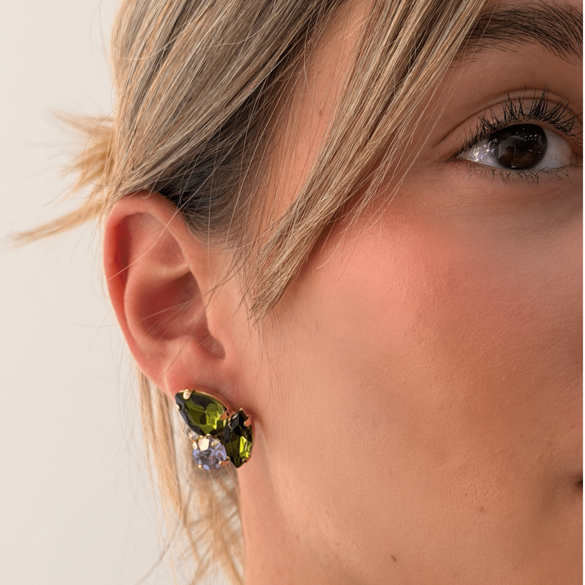 Pendientes Trepador Hojas Olivo y Violeta - Piedra de Toque