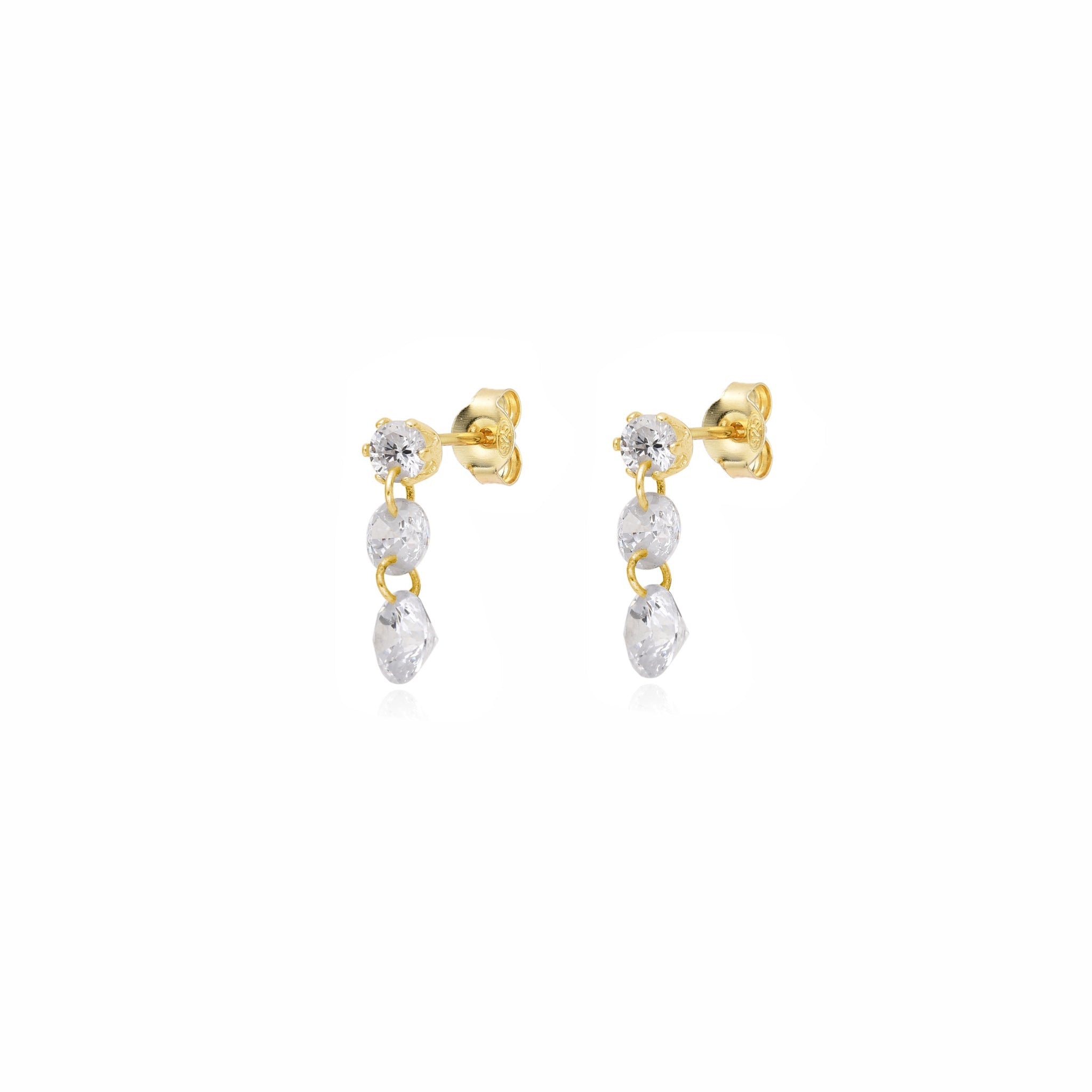 Pendientes Tres Circonitas Flotantes - Piedra de Toque
