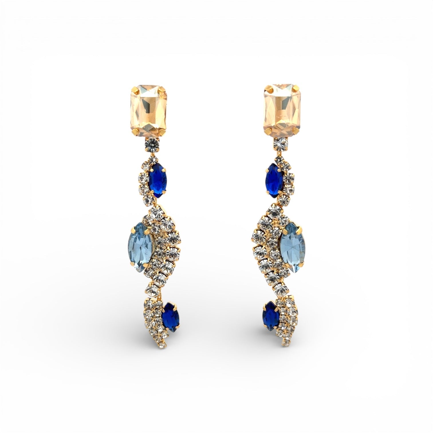 Pendientes Twist Azules y Dorados - Piedra de Toque