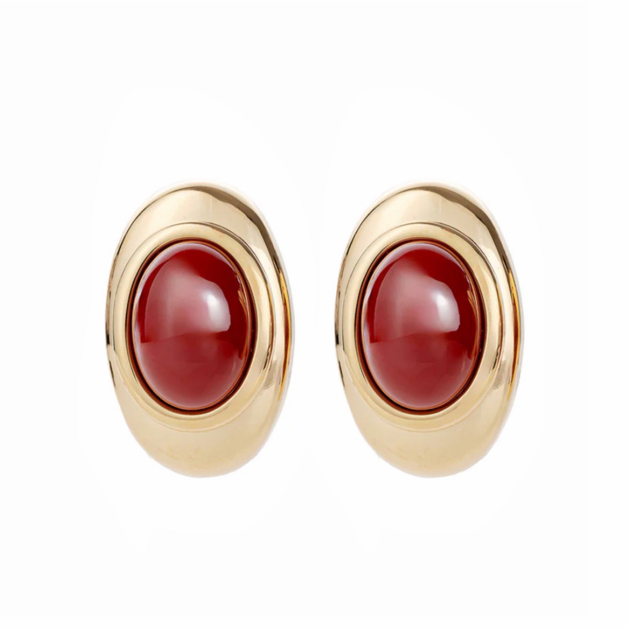 Pendientes Vintage Ovalados Burdeos - Piedra de Toque