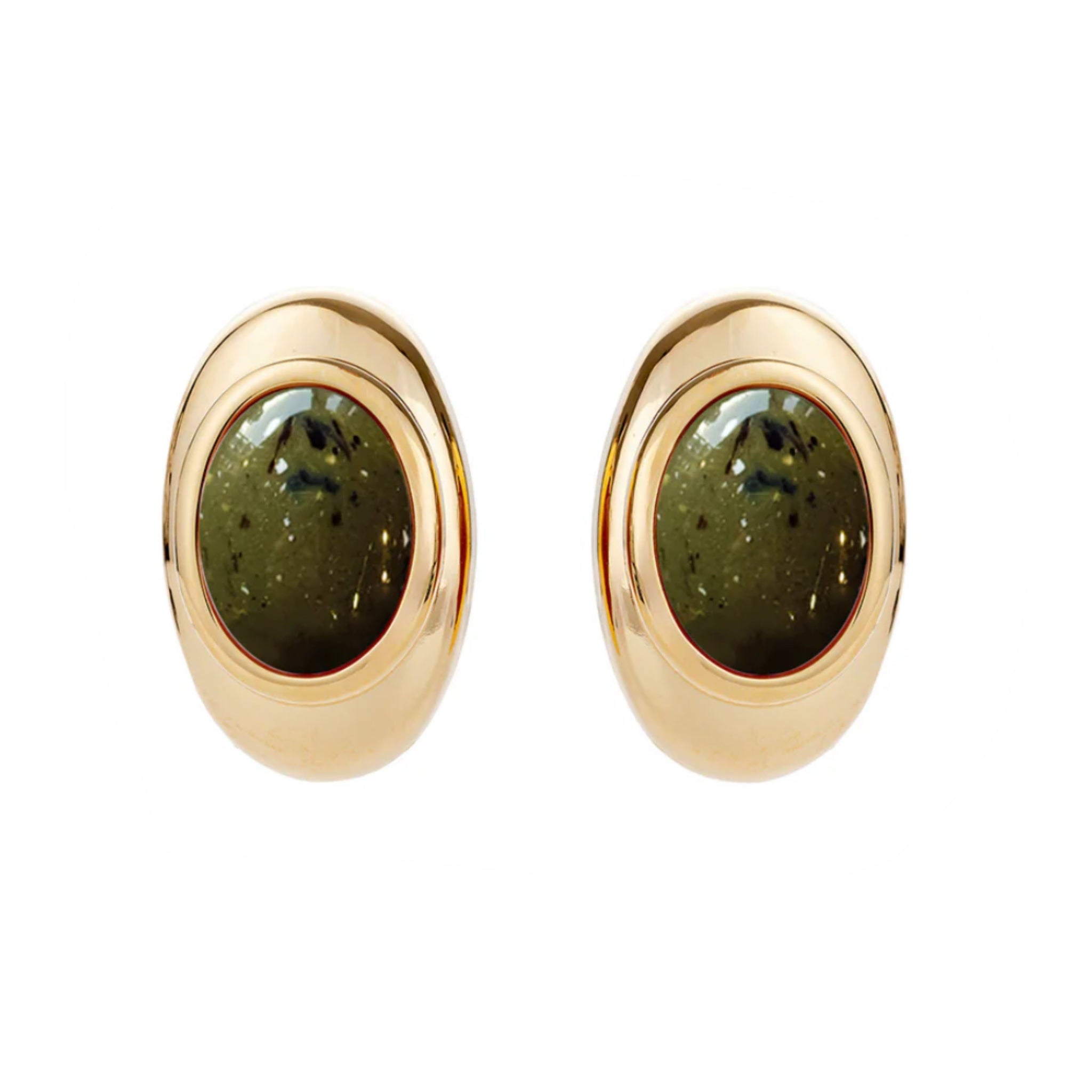 Pendientes Vintage Ovalados Oliva - Piedra de Toque