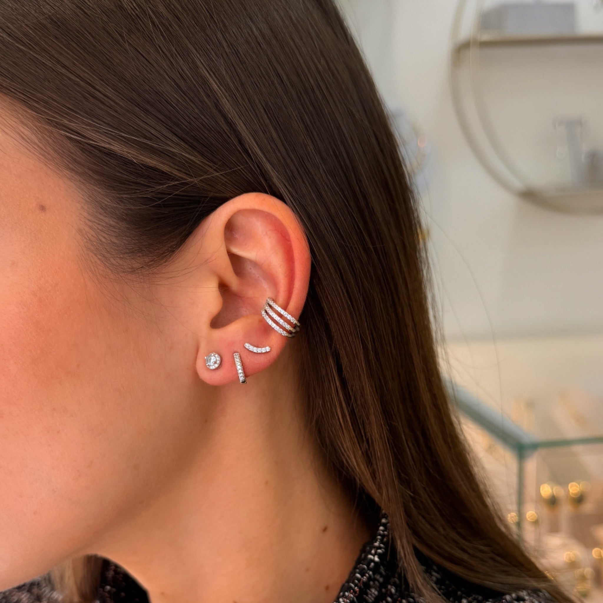 Piercing Curva de Circonitas Plata - Piedra de Toque