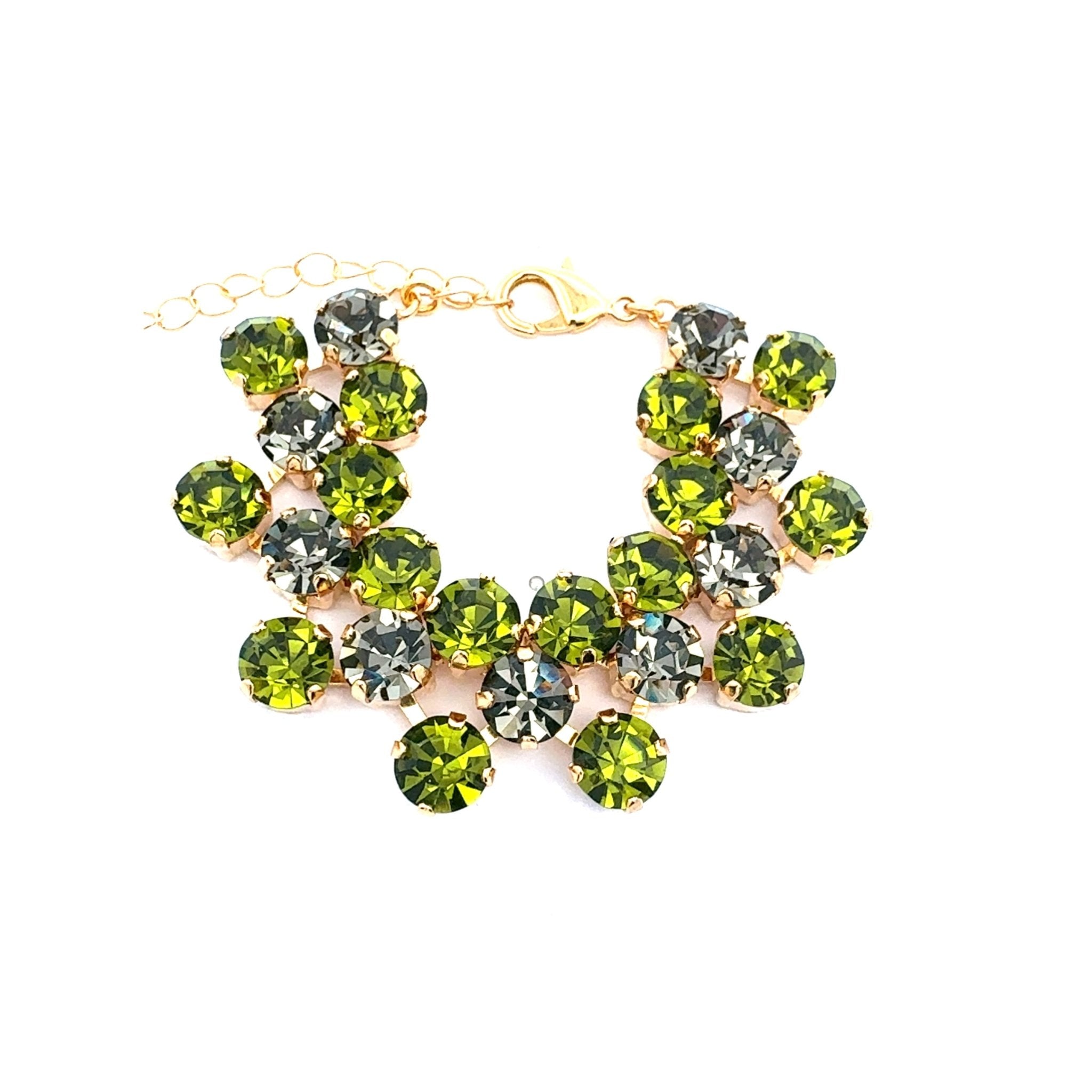 Pulsera Bicolor Verde Oliva y Diamante Negro - Piedra de Toque