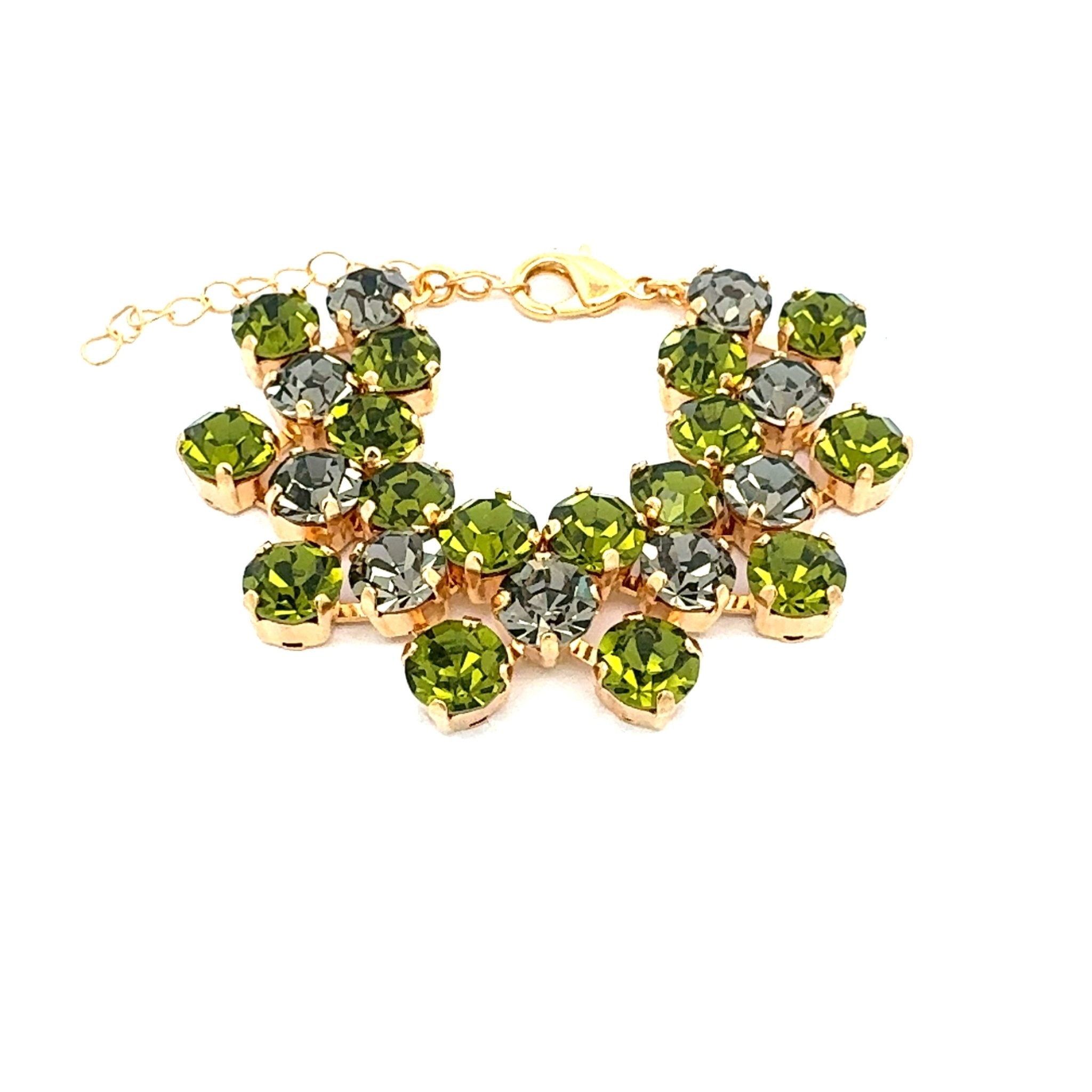 Pulsera Bicolor Verde Oliva y Diamante Negro - Piedra de Toque