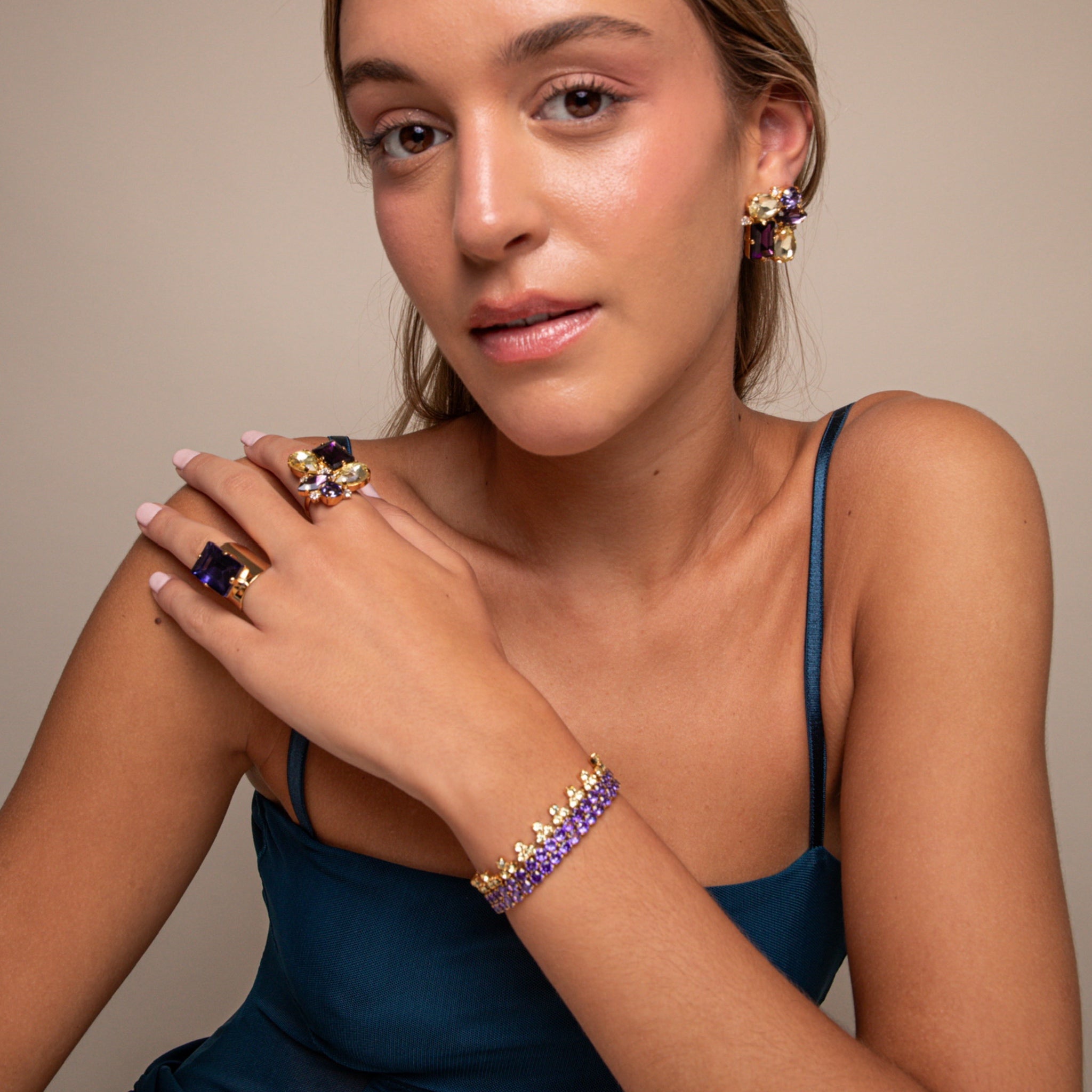 Pulsera Triángulos Topacio Ahumado Claro - Piedra de Toque