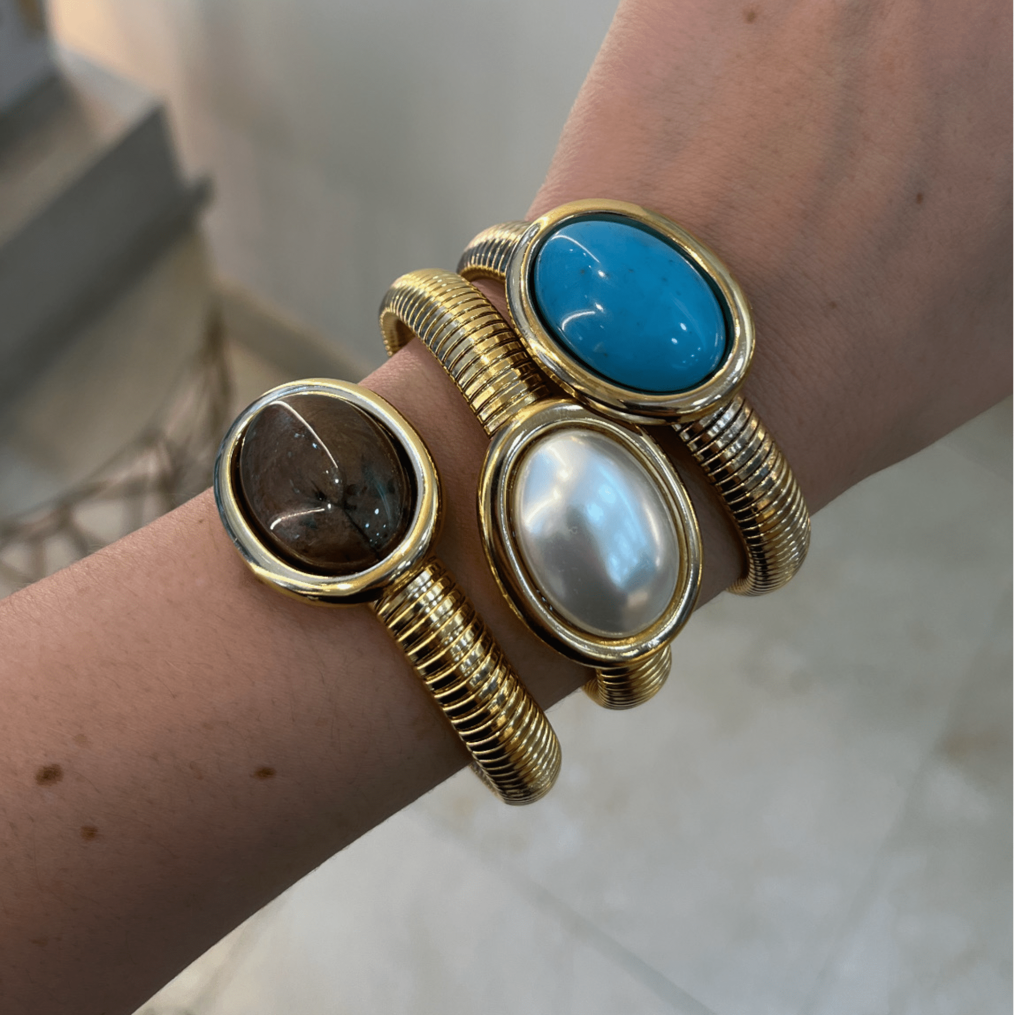 Pulsera Tubogas Mocha Mousse Ovalada - Piedra de Toque