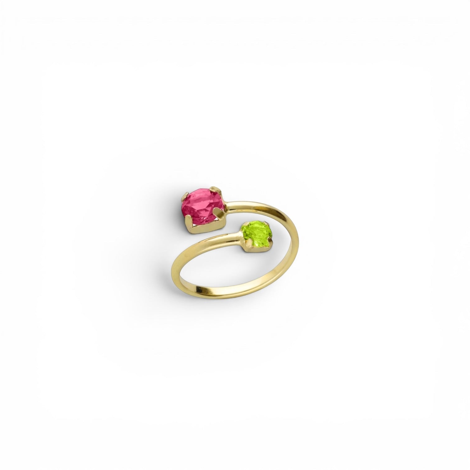 Sortija Ajustable Duo Fucsia y Verde - Piedra de Toque