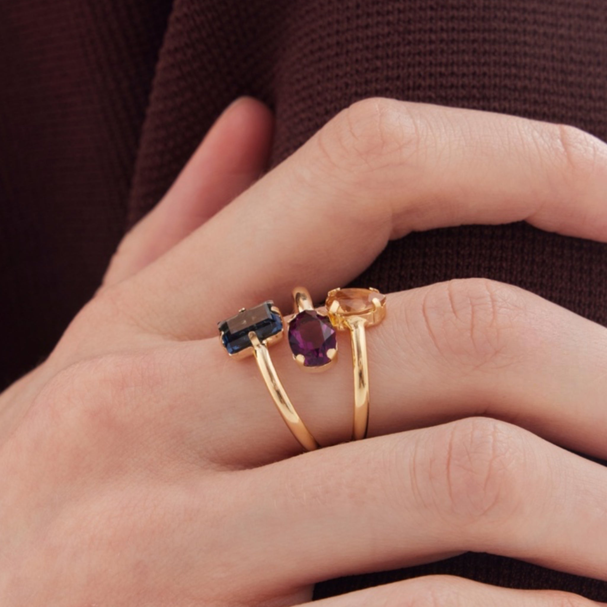 Sortija Azul, Burdeos y Champagne - Piedra de Toque