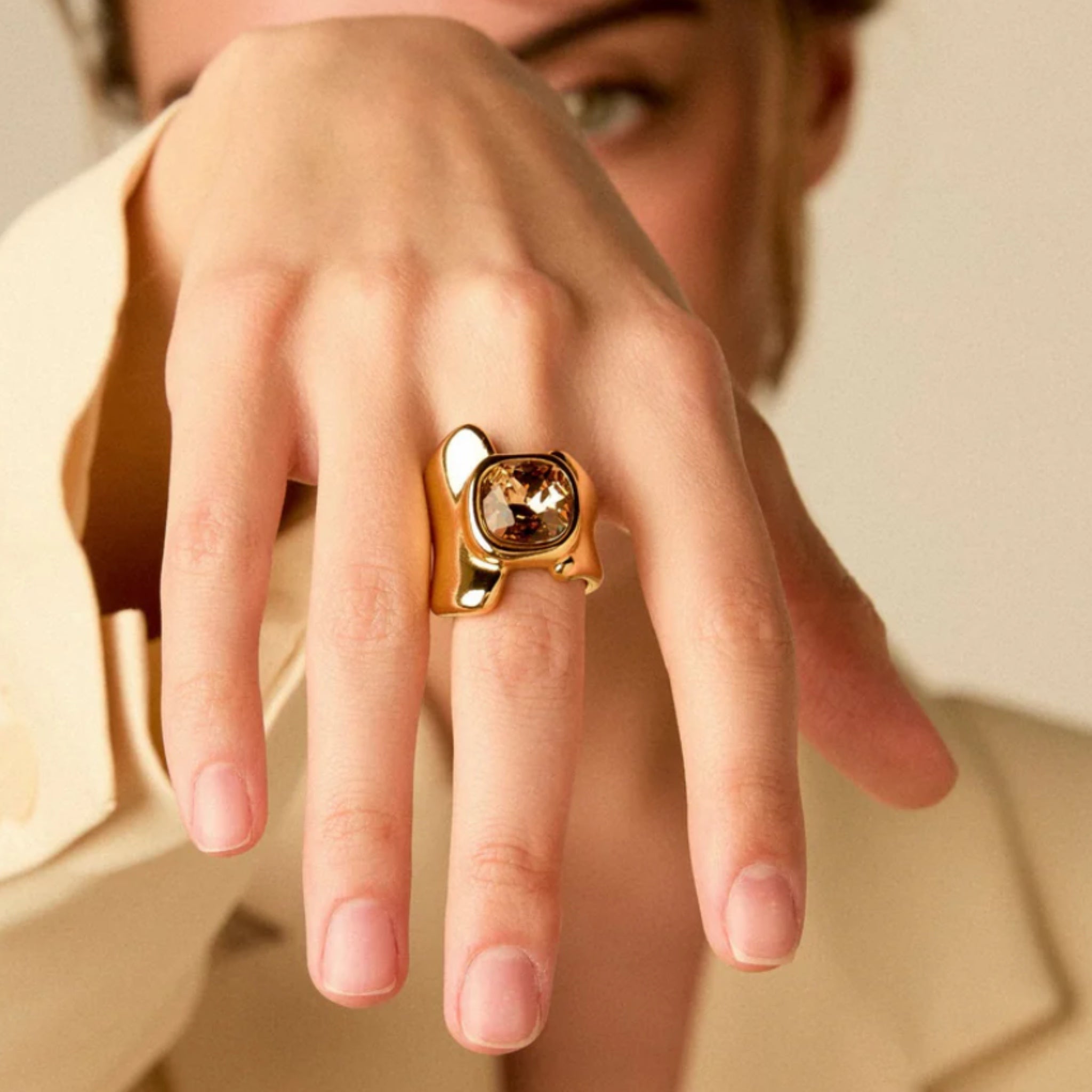 Sortija Cristal Amatista Cuadrado - Piedra de Toque