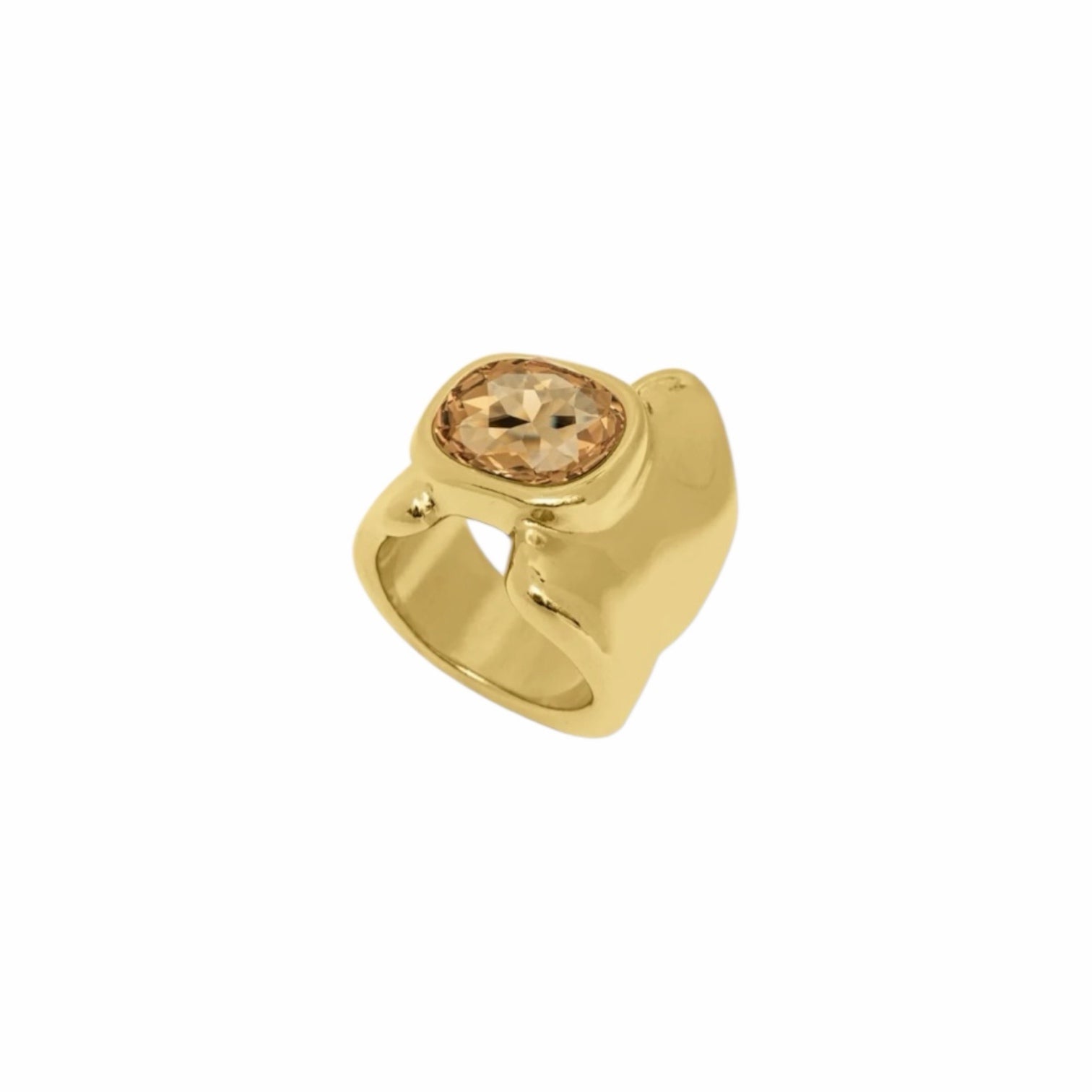 Sortija Cristal Champagne Cuadrado - Piedra de Toque