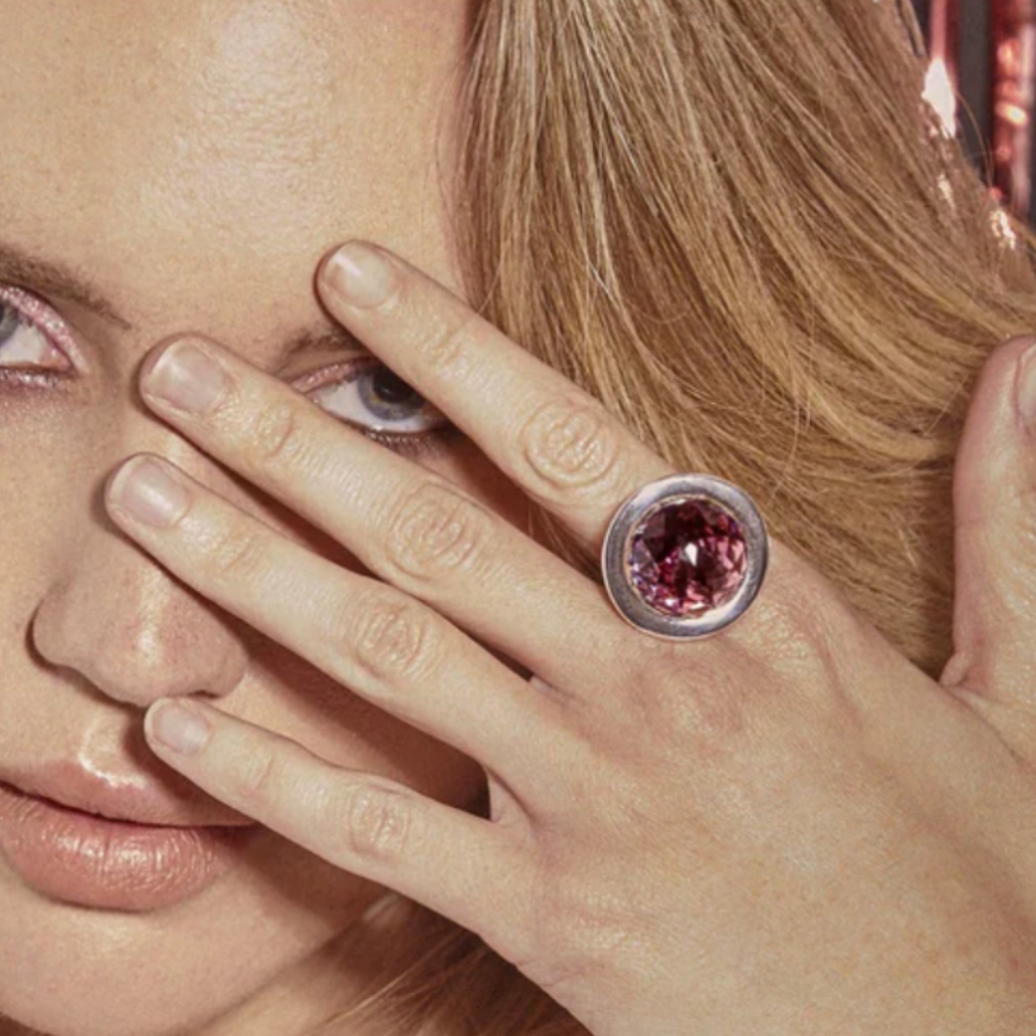 Sortija Cristal Rosa - Piedra de Toque