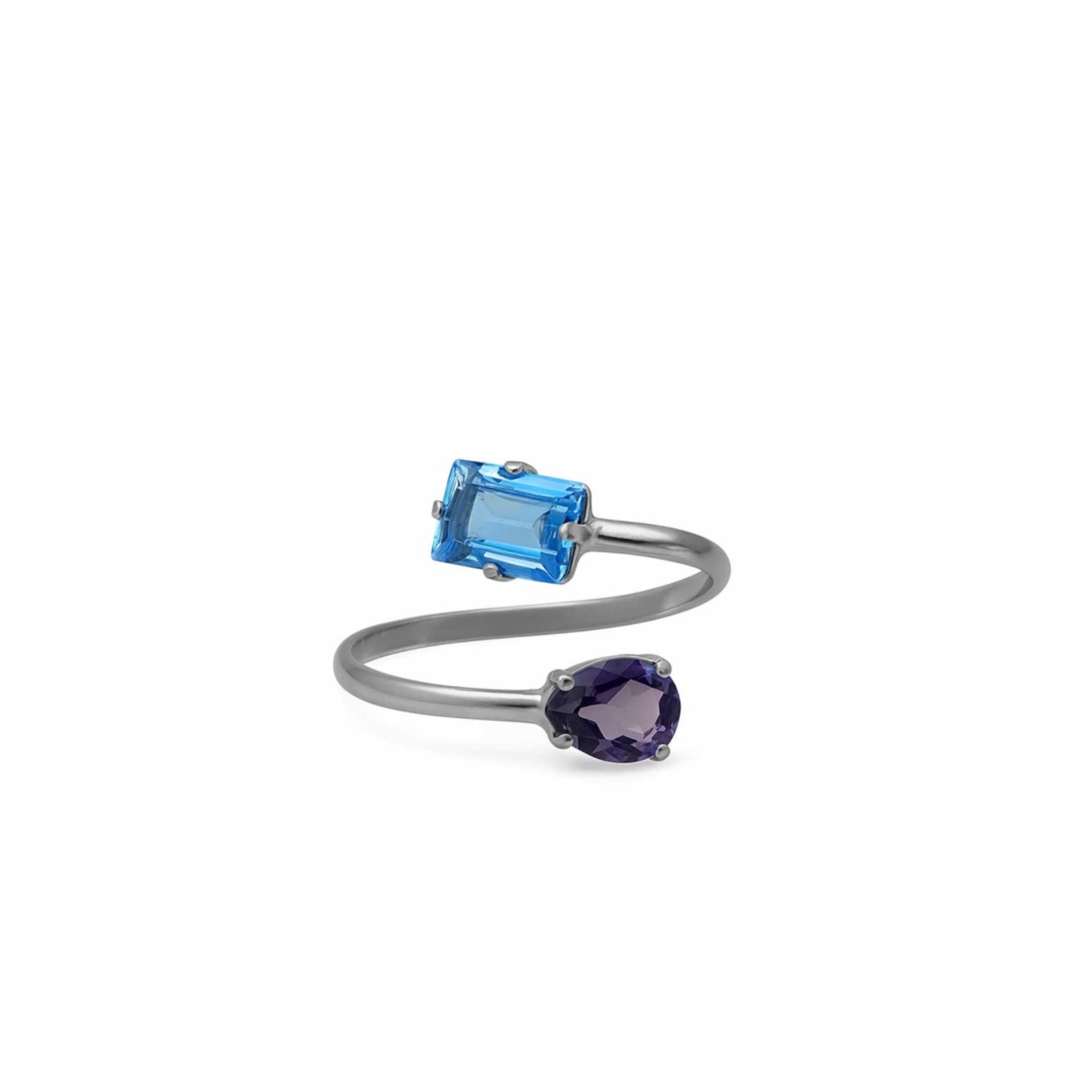 Sortija Cristales Azul y Tanzanita - Piedra de Toque