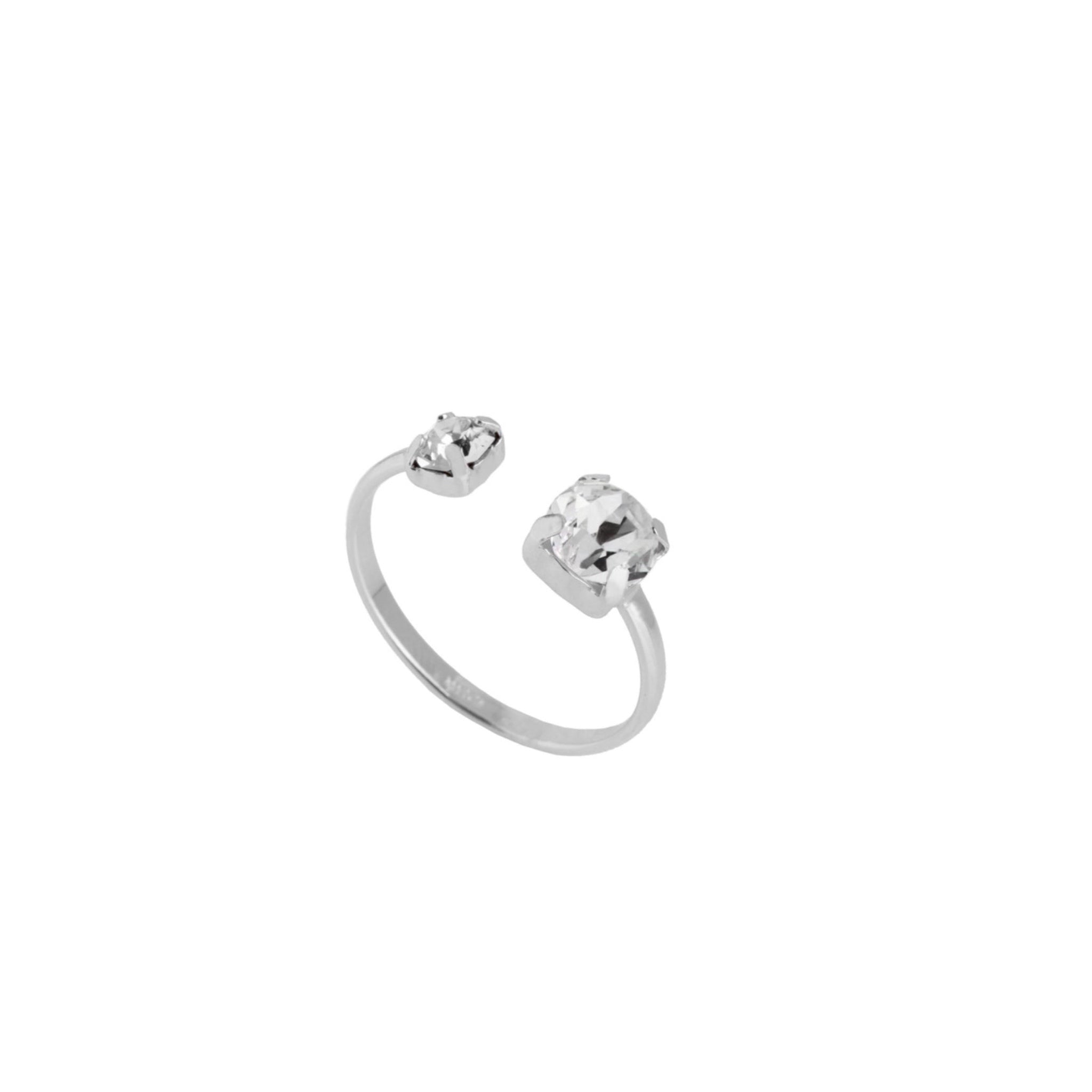 Sortija Doble Cristal Plata - Piedra de Toque