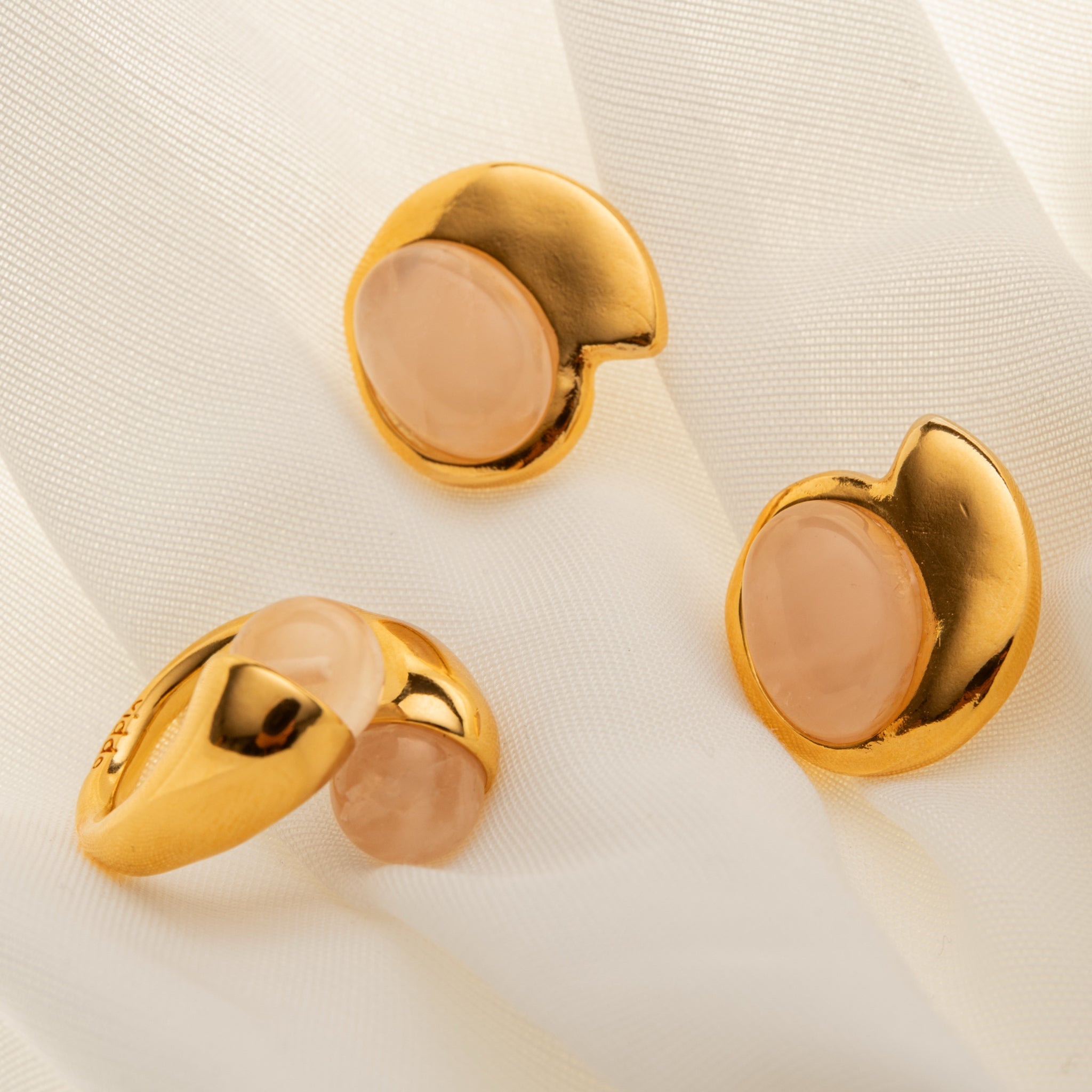 Sortija Doble Cuarzo Rosa - Piedra de Toque