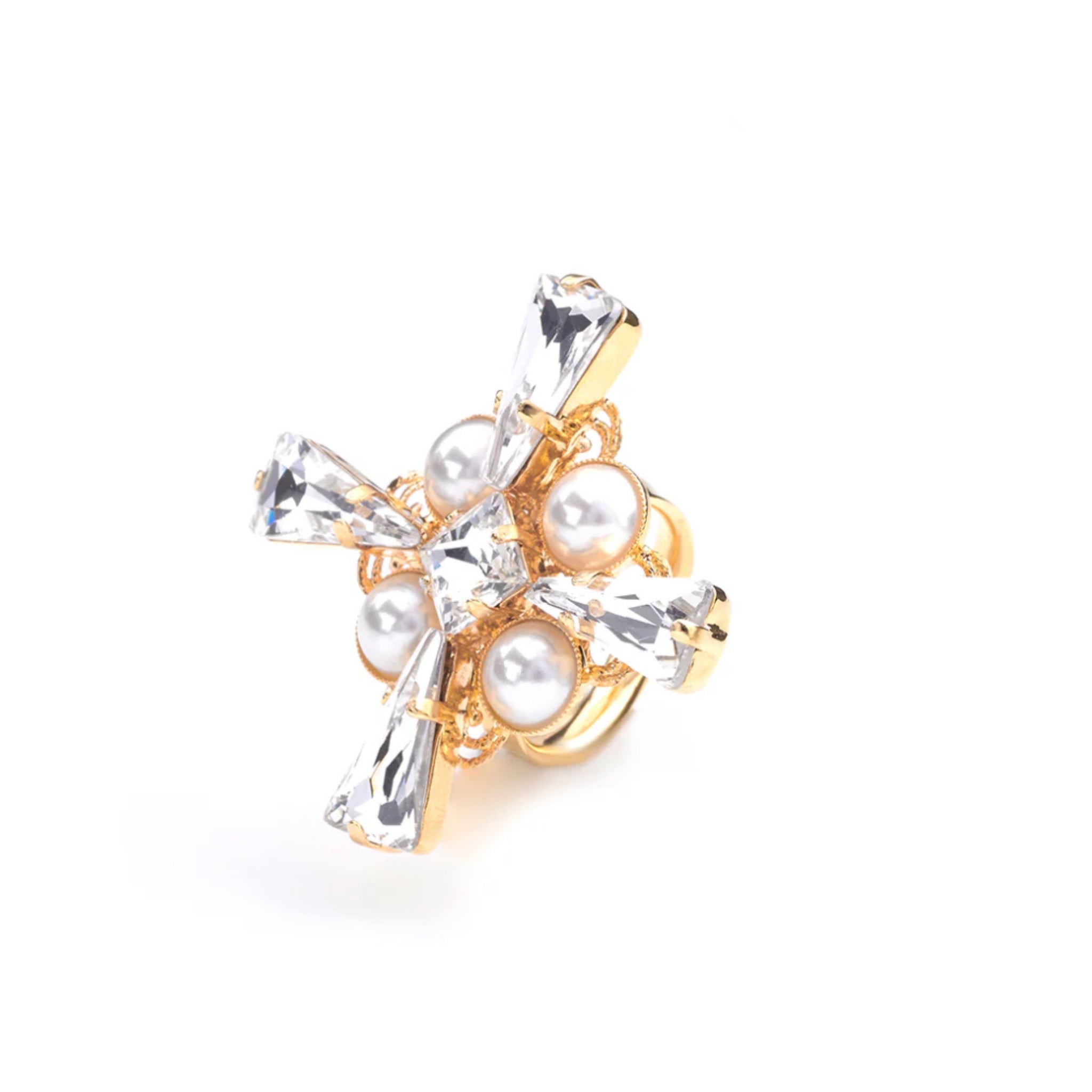 Sortija Gótica de Cristal y Perla - Piedra de Toque