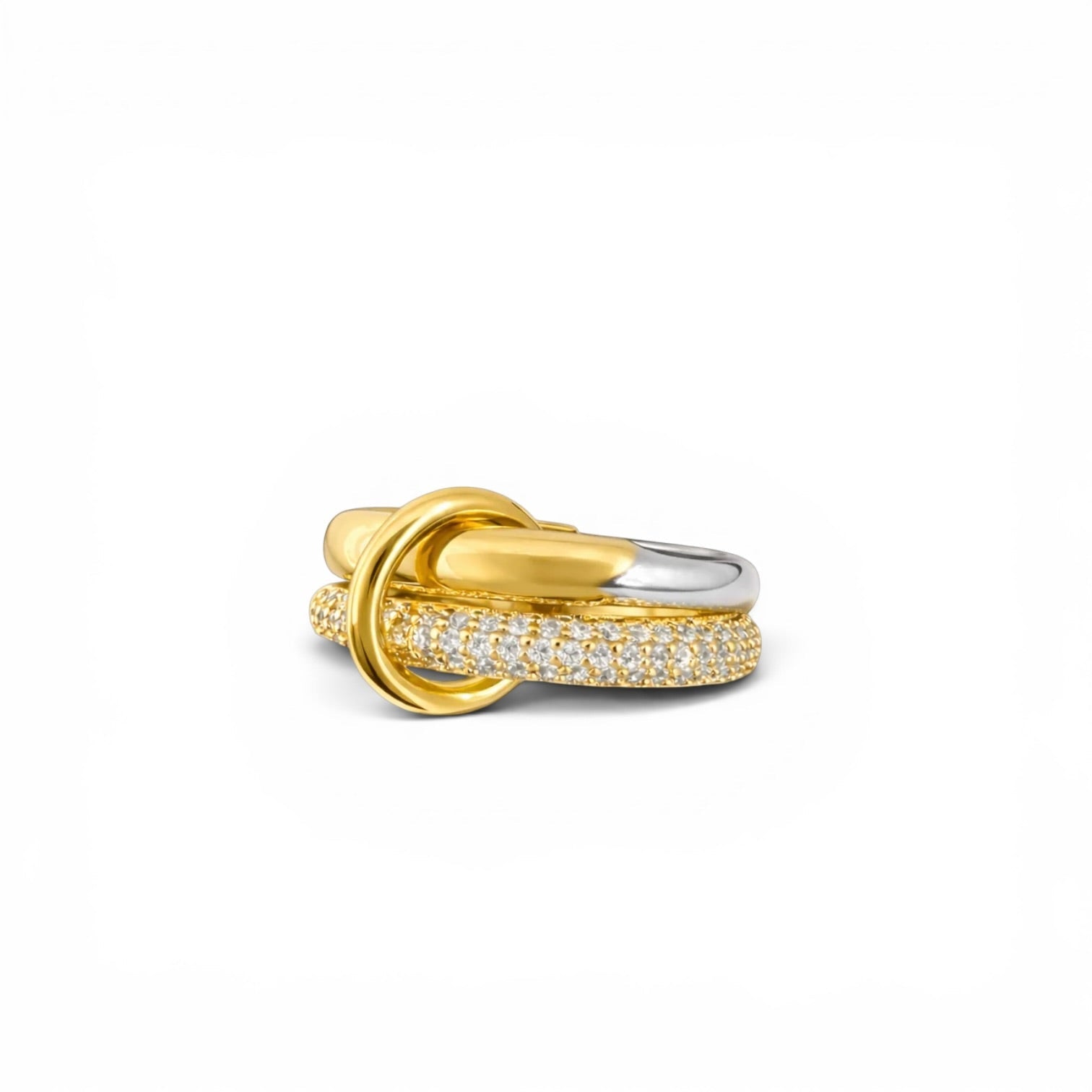 Sortija Nora Doble Banda Oro y Plata - Piedra de Toque