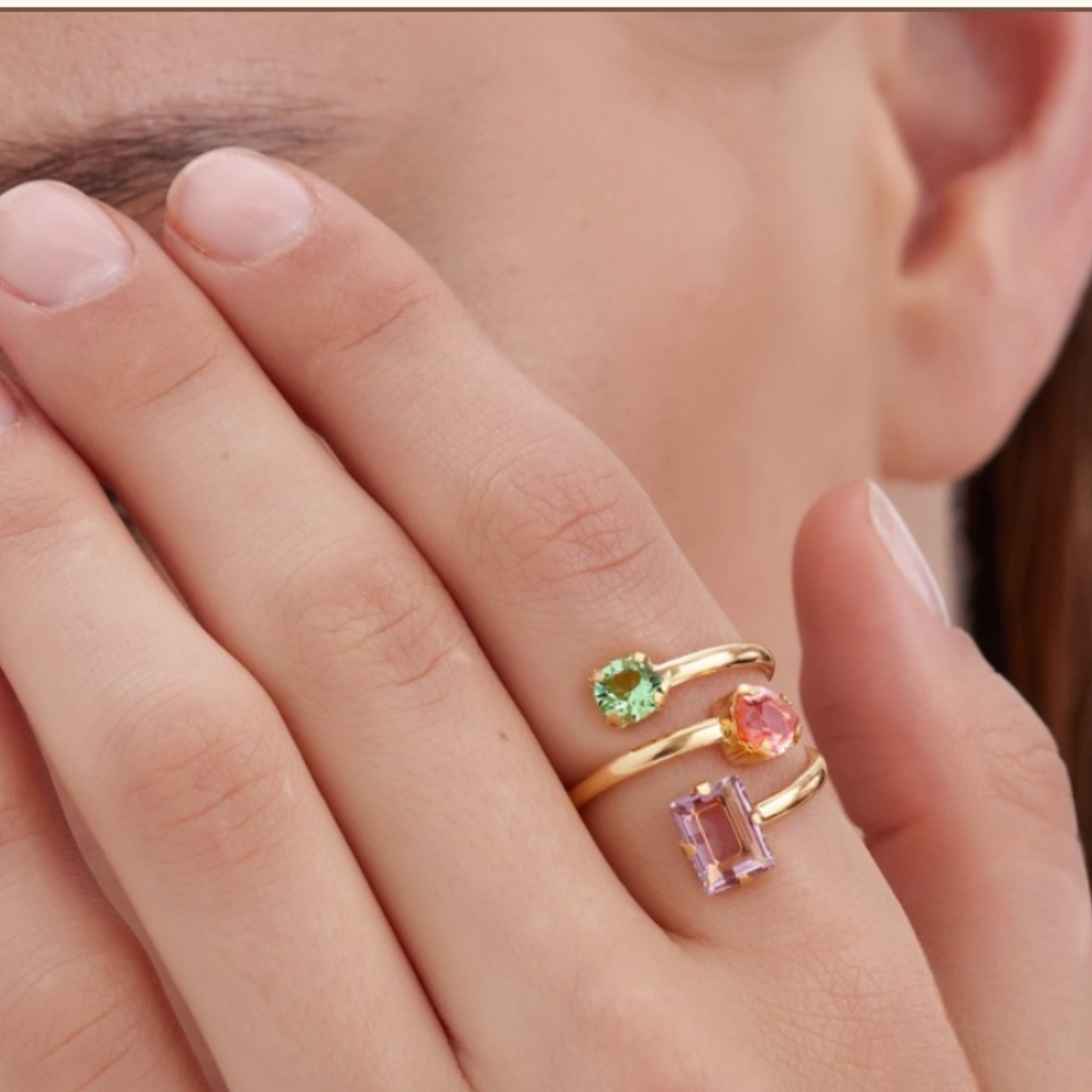 Sortija Triple Multicolor - Piedra de Toque