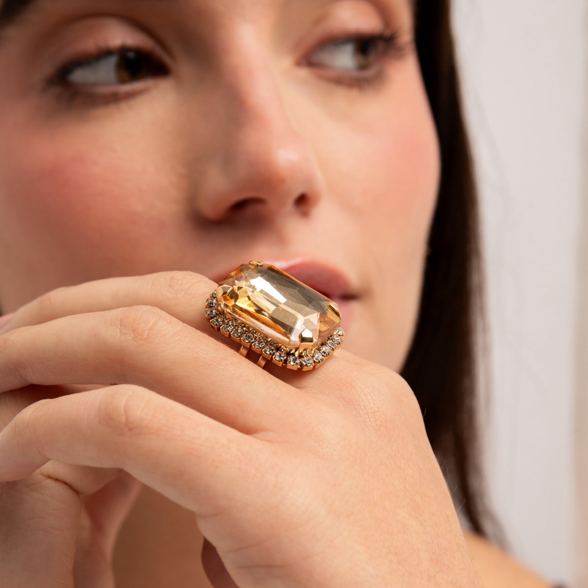 Sortija XL Cristal Champagne - Piedra de Toque