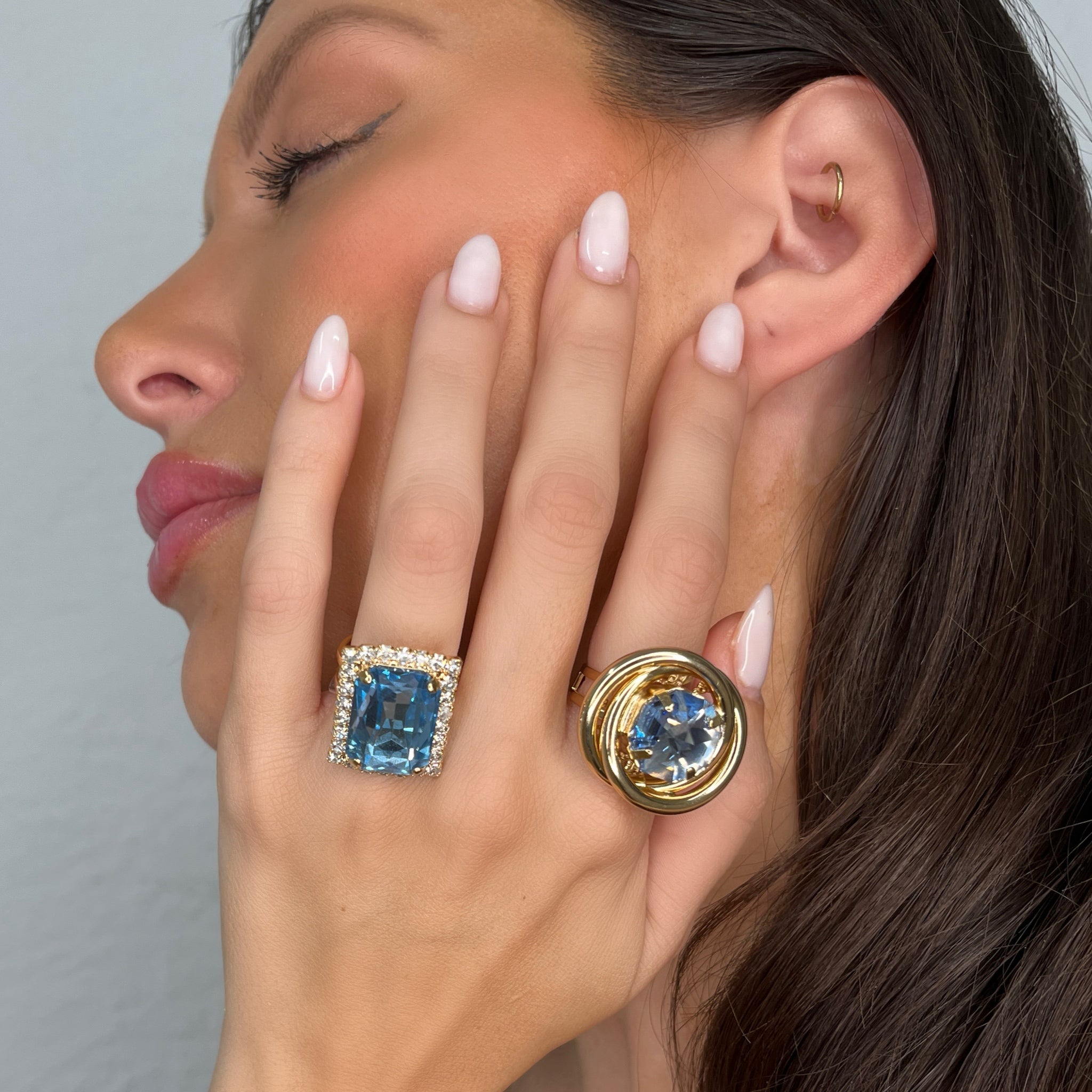 Sortija Zafiro Claro Rectangular - Piedra de Toque