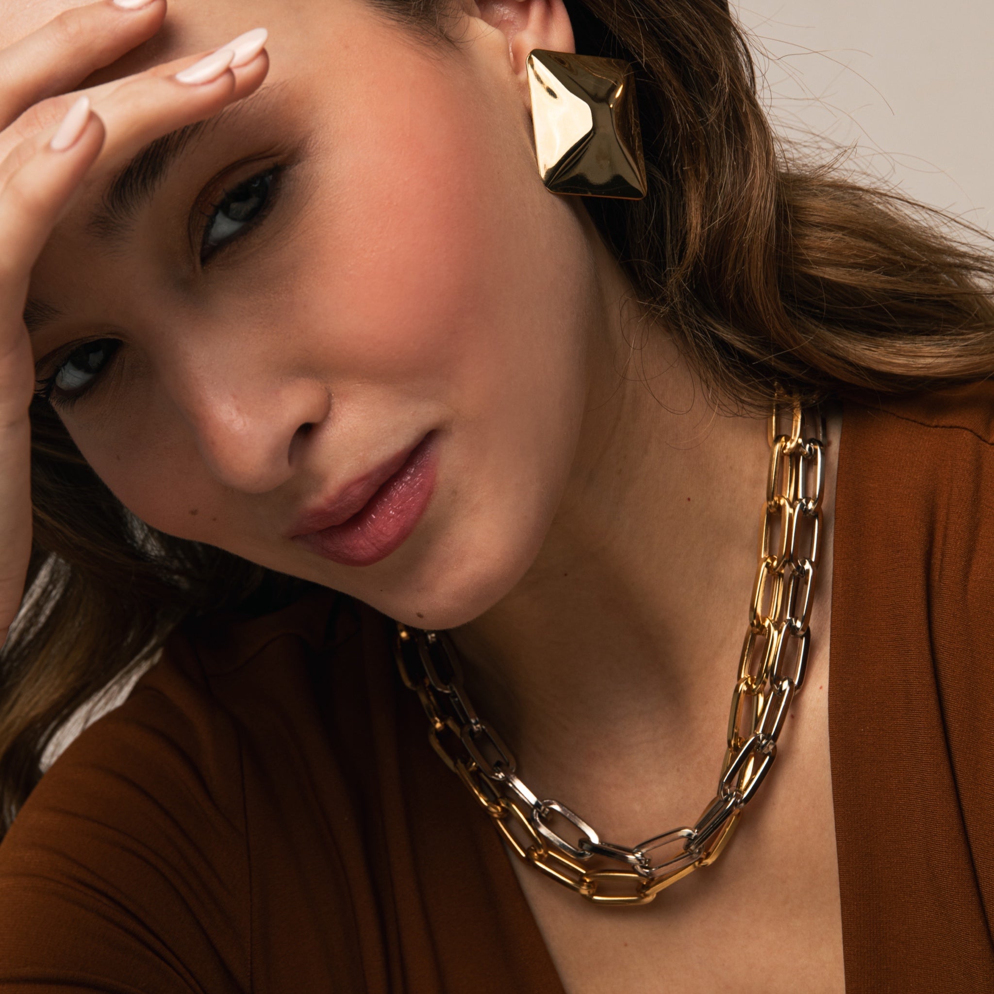 Collar Eslabones Alargados Plata - Piedra de Toque