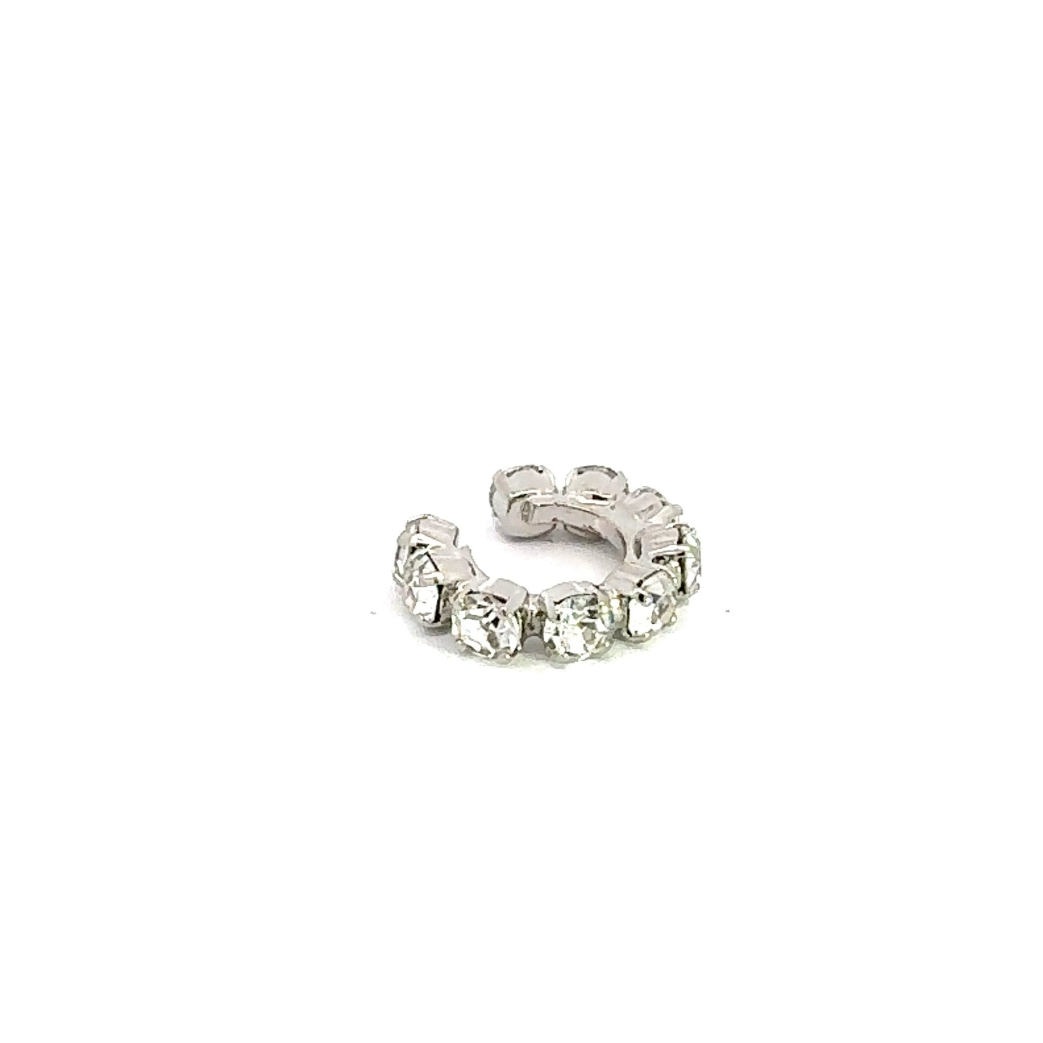 Ear Cuff Cristal Blanco Plata - Piedra de Toque