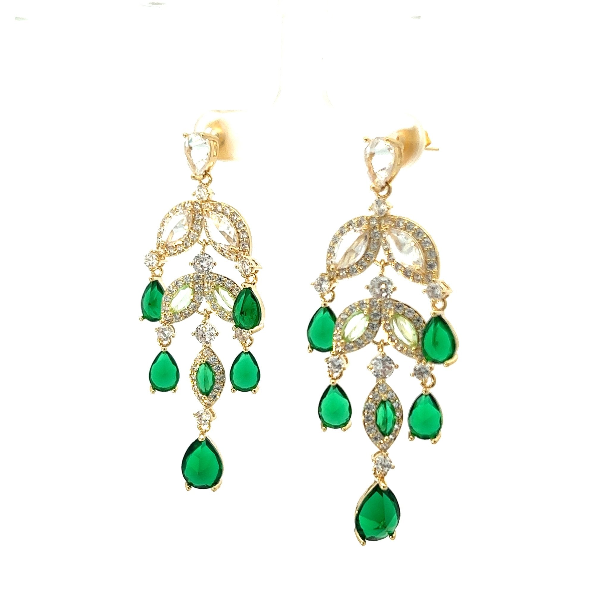 Pendientes Chandelier Blanco y Verde - Piedra de Toque