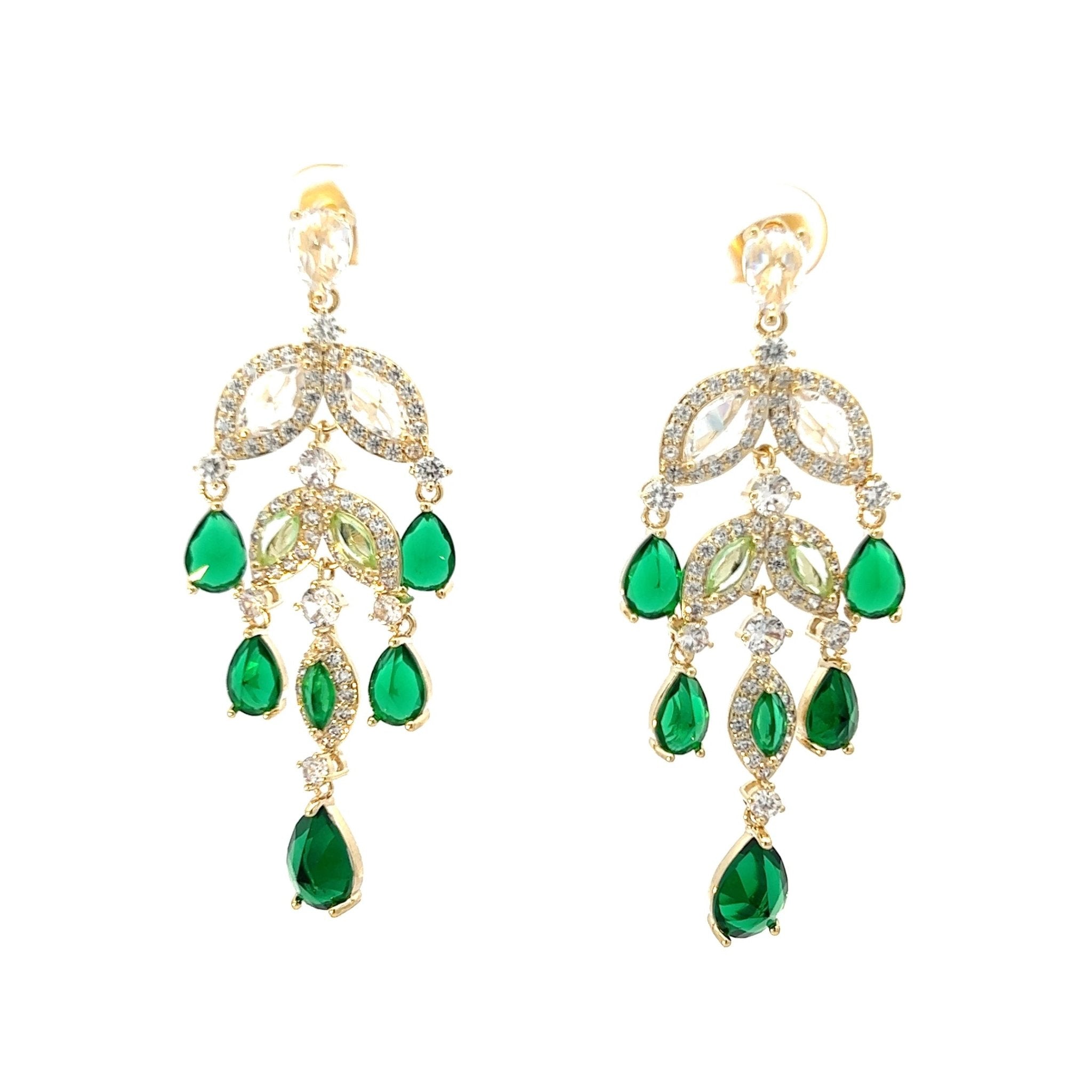 Pendientes Chandelier Blanco y Verde - Piedra de Toque