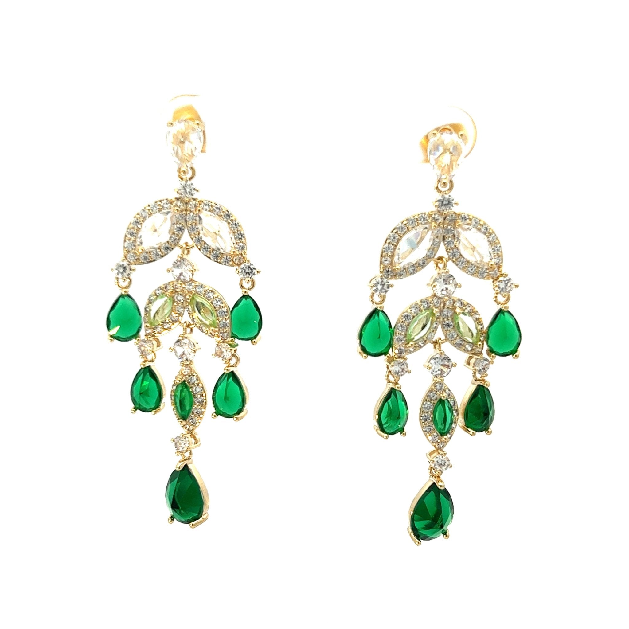 Pendientes Chandelier Blanco y Verde - Piedra de Toque