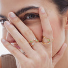 Anillo Cruzado Doble Gota Rosa - Piedra de Toque