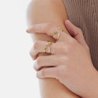 Anillo Cruzado Doble Gota Verde - Piedra de Toque