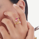 Anillo Triple Gota Verde y Cristal - Piedra de Toque