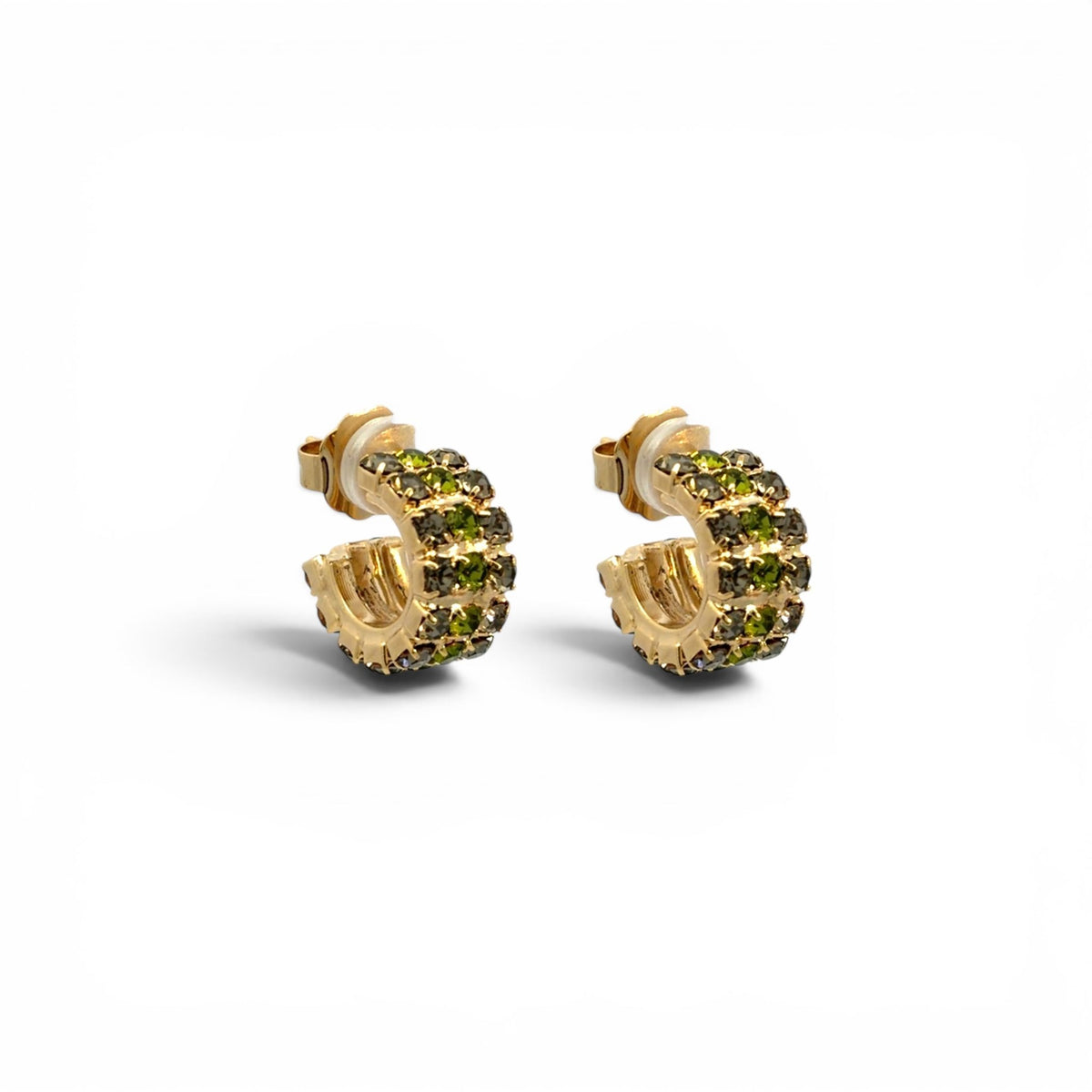 Aros Banda Diamante Negro y Olivo - Piedra de Toque