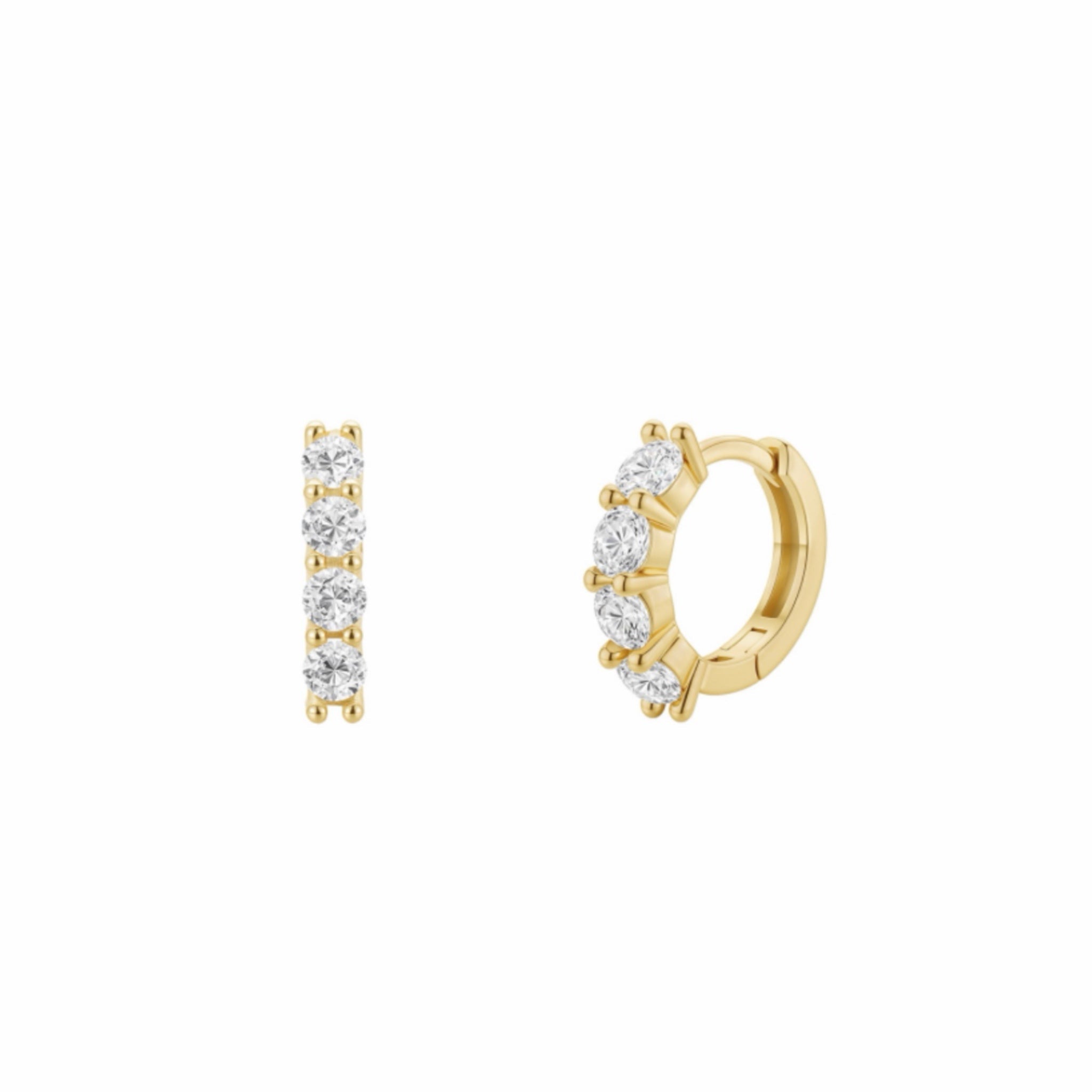 Aros con Cuatro Circonitas Redondas Oro - Piedra de Toque