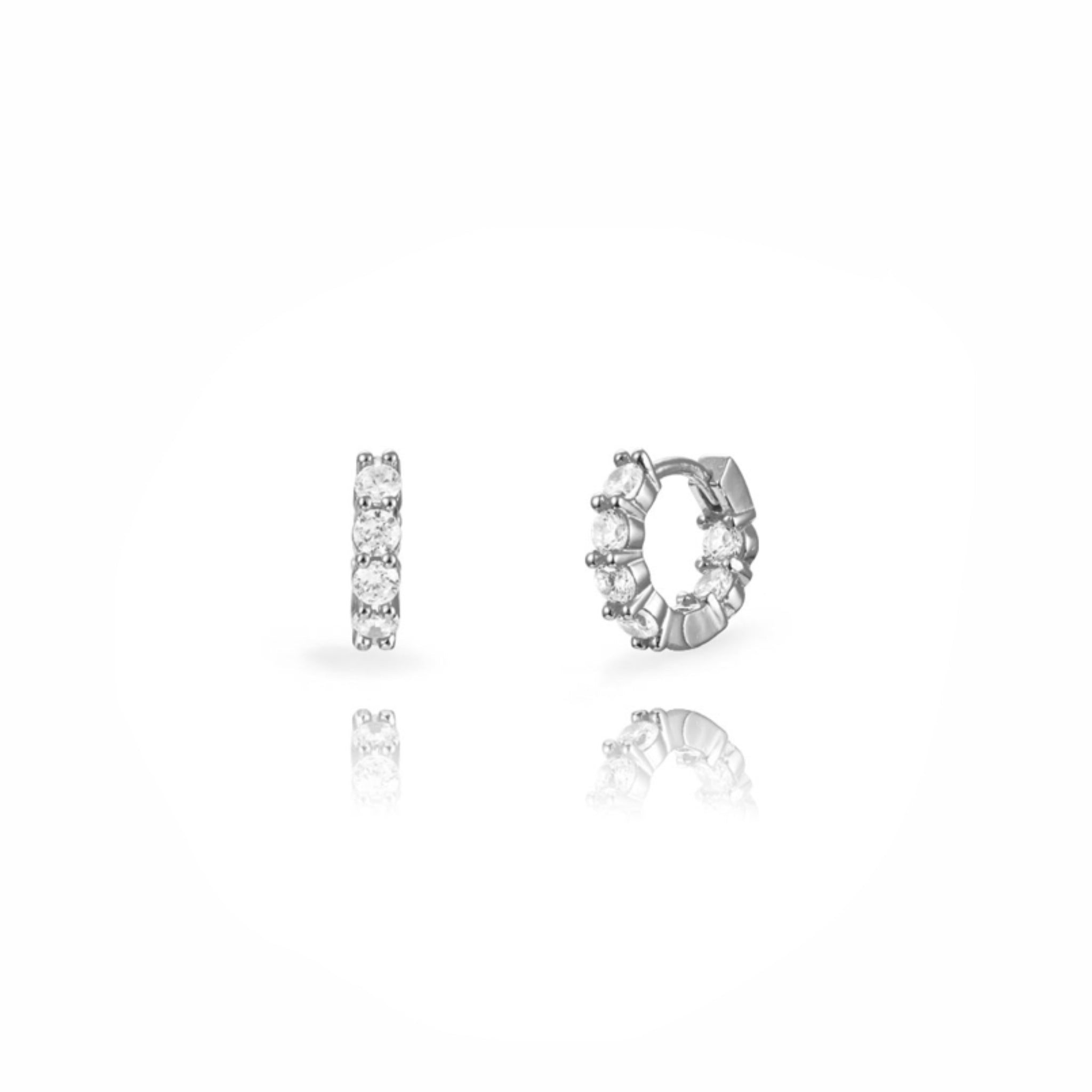Aros con Cuatro Circonitas Redondas Pequeños Plata - Piedra de Toque