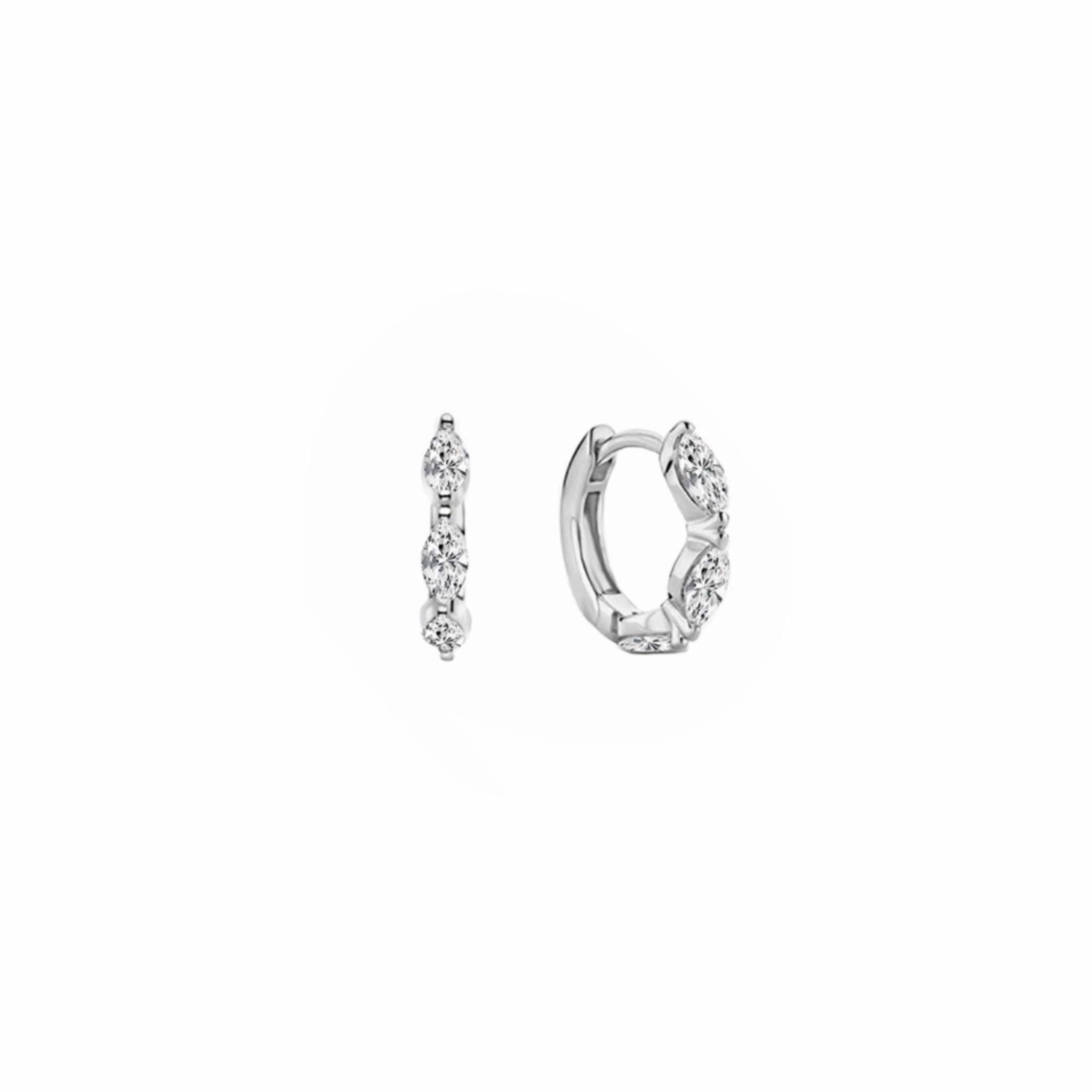 Aros con Tres Circonitas Marquese Plata - Piedra de Toque