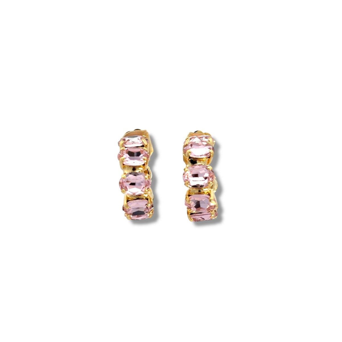 Aros Cristal Ovalado Rosa - Piedra de Toque