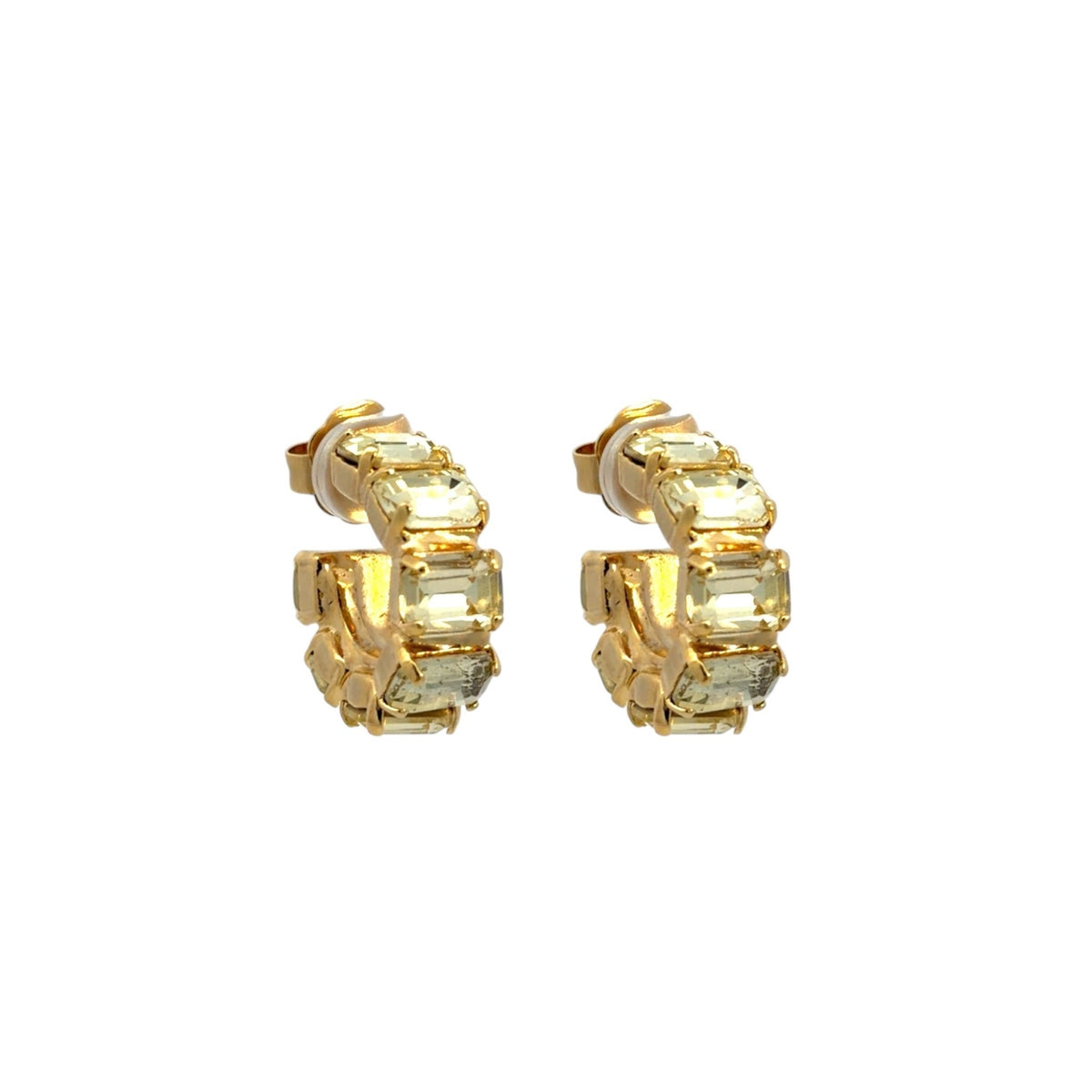 Aros Cristal Rectangular Amarillo Claro - Piedra de Toque