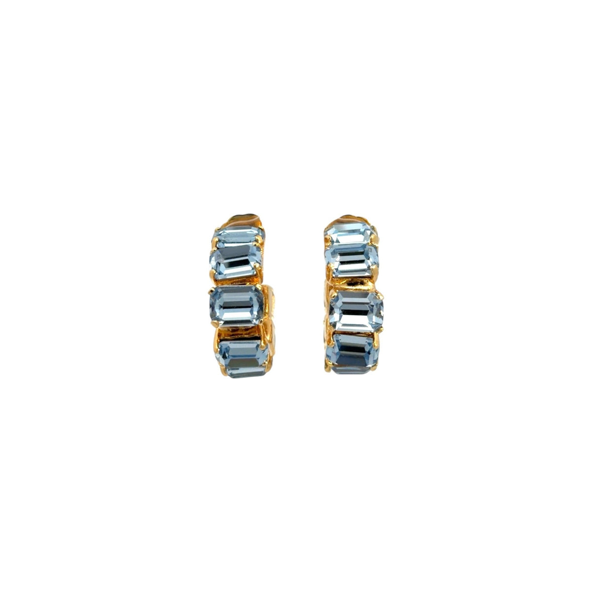 Aros Cristal Rectangular Zafiro Claro - Piedra de Toque