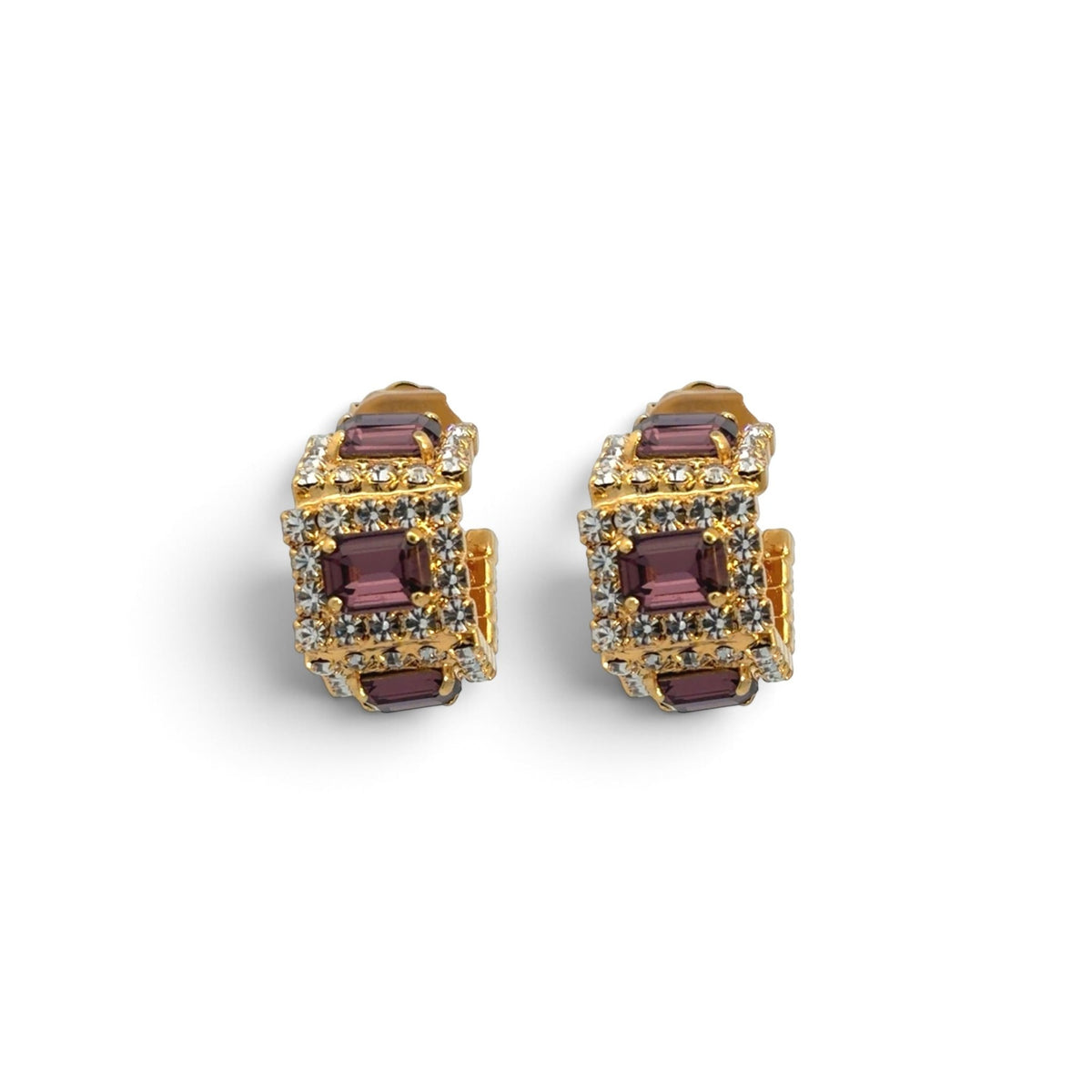 Aros Imperial Amatista Oscura y Cristal - Piedra de Toque