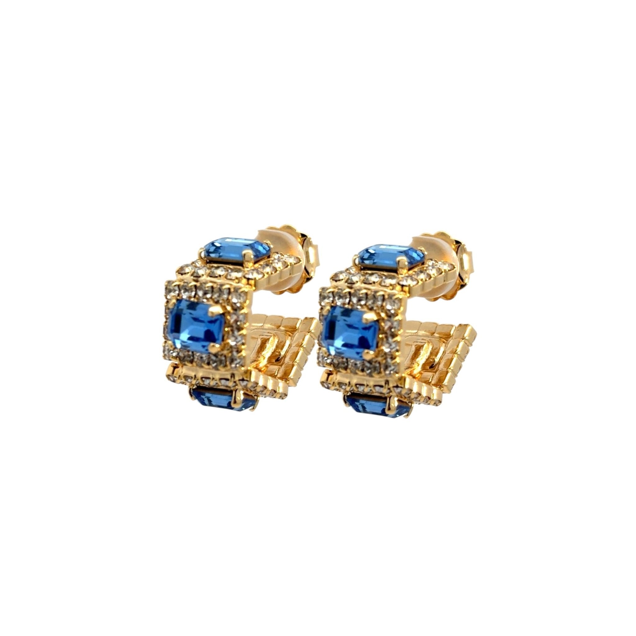 Aros Imperial Azul y Cristal - Piedra de Toque